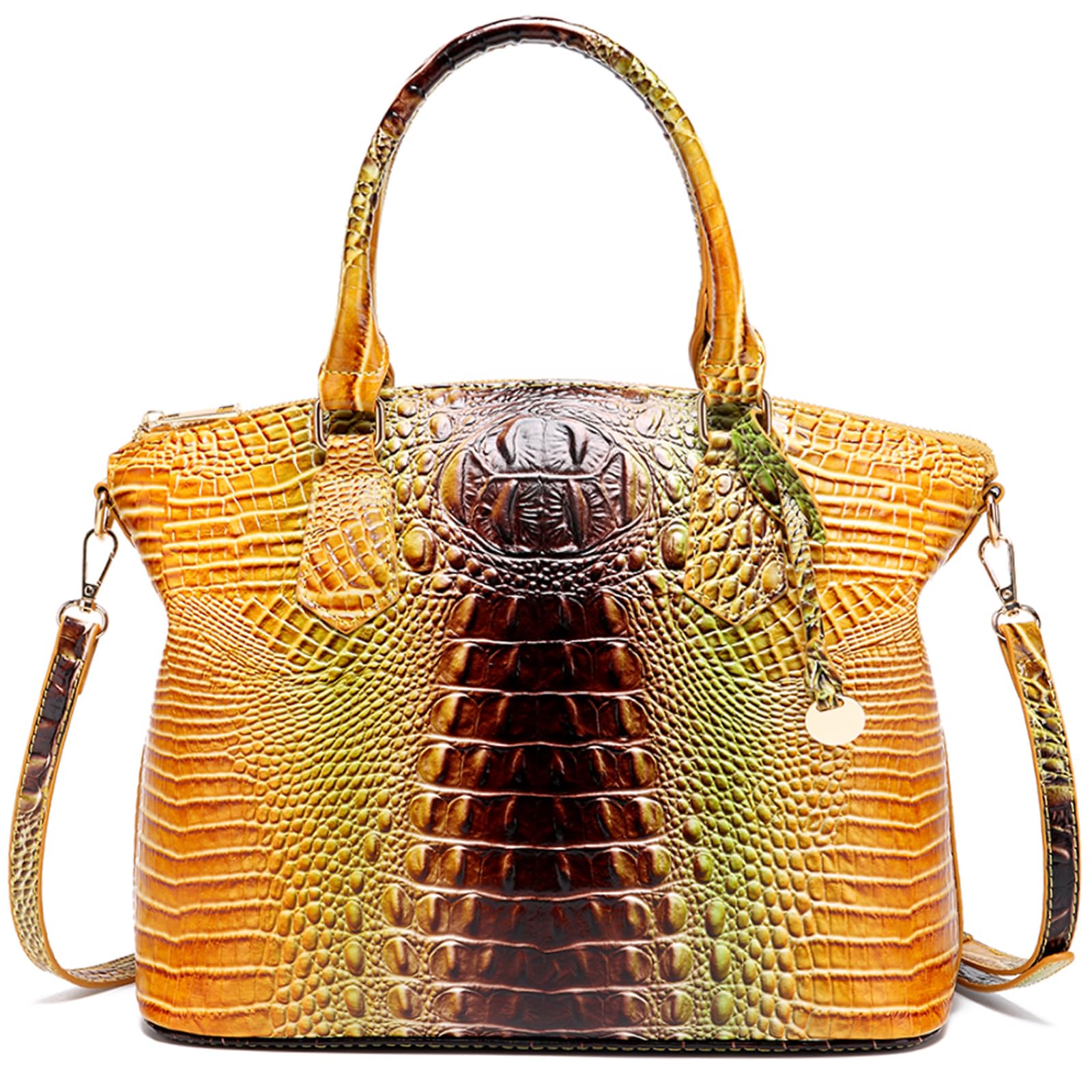 Makcr Joacbv Crocodile Handbag for Women, Satchel Purse with Shoulder Strap | Embossed vegan leather tote with a bold crocodile-pattern texture, rich color depth, dual top handles, and a roomy interior.