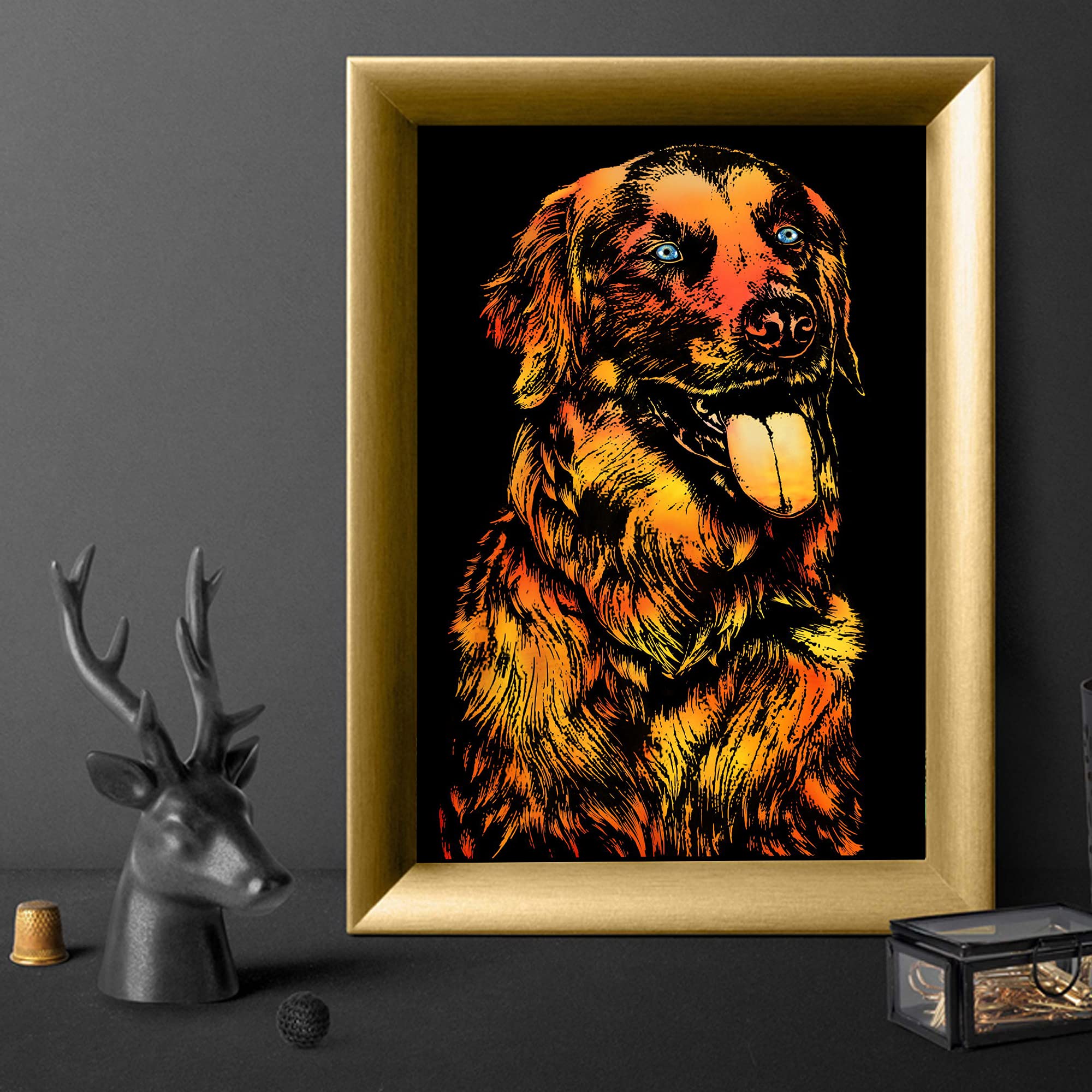 Papier Grattage Arc-en-Ciel Animal – Kit Créatif 40,6x28,9 Cm – Chien & Chat – 6 Outils Inclus – Art Thérapie Enfant & Adulte – Cadeau DIY