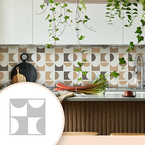 Miniatura 2 de Juego de 3 plantillas de azulejos (12 x 12 pulgadas), patrón geométrico, plantillas reutilizables para pisos, paredes, azulejos, muebles, proyectos