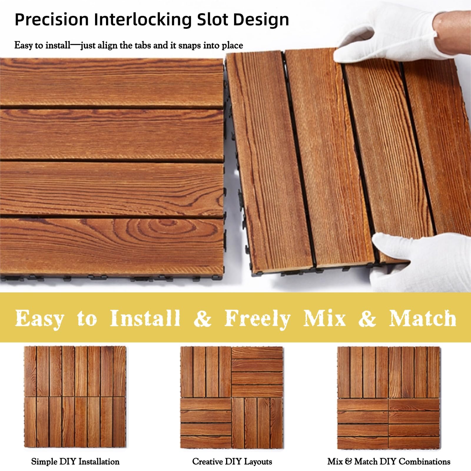 Suelos de Madera para Exterior, Baldosas Entrelazadas,Cubiertas de Jardín Impermeables con Sistema de Drenaje para Balcón Piscina Patio Terraza(Size:30x30x2.3cm(20pcs))
