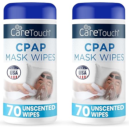 Care Touch CPAP Mask Cleaning Wipes - Unscented | 2 Packs of 70 Unscented Cleaning Wipes for CPAP Masks (140 Total) | Made in The USA
