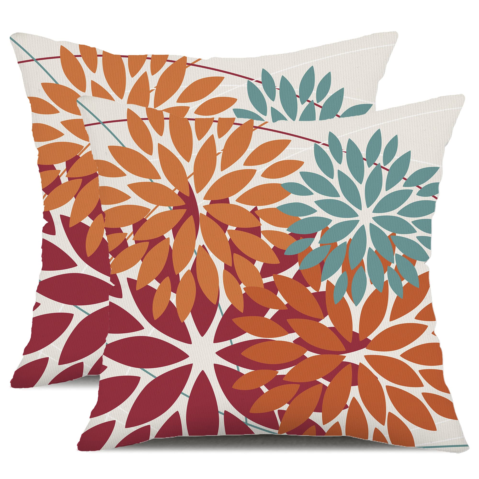 DFXSZ Outdoor Throw Pillow Covers 22x22 Inch Set of 2 Waterproof Spring Summer Geometric Elegant Burnt Orange Outdoor Pillow Covers for Patio Funiture