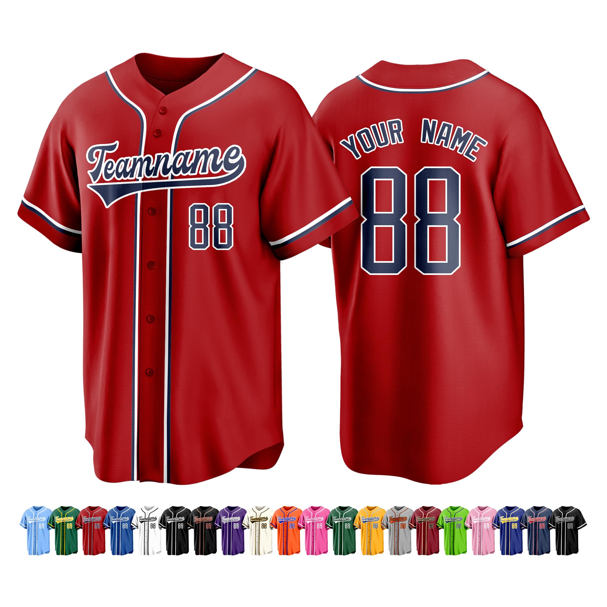 Custom Baseball Jersey Stitched Print Personalized Name Number Team Button Down Shirts Sports Uniform for Men Women Boys