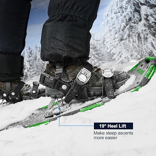 Miniatura 51 de Odoland Raquetas de nieve de 21/25/30 pulgadas con bastones de senderismo para hombres, mujeres y jóvenes, polainas impermeables para piernas de