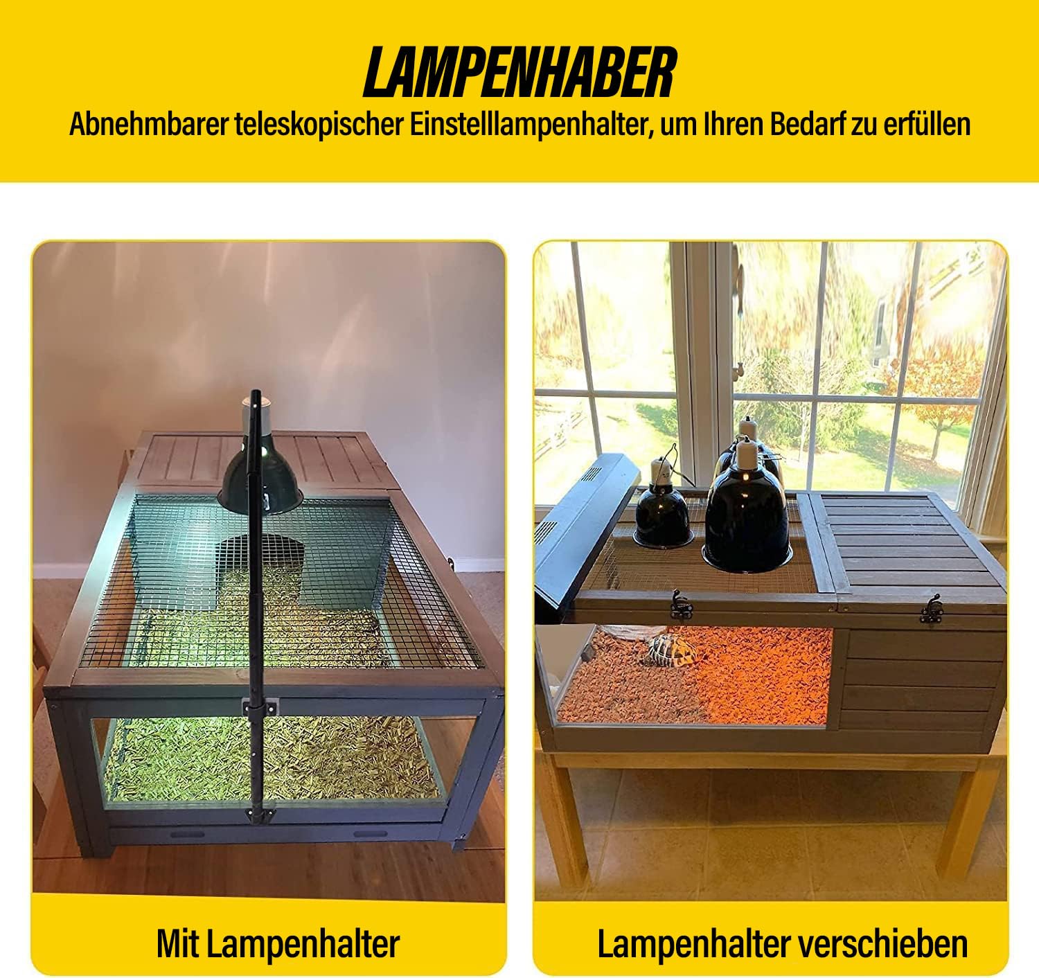 Schildkrötengehege aus Holz, für drinnen und draußen, großer Schildkrötenkäfig für kleine Reptilientiere, ausziehbares Tablett von Zwei Seiten…