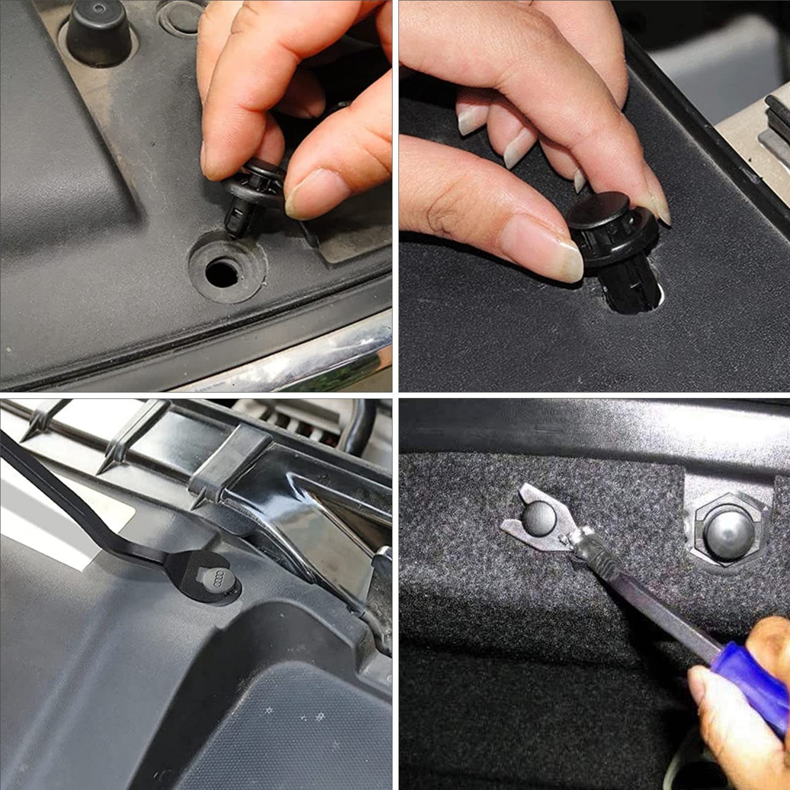 835 Stücke Auto Befestigung Clips, Befestigung Clips Türverkleidung, Befestigungsclips Universal mit Demontage Werkzeuge, Kabelbinder und Schwammig Kissen, Spreiznieten Kunststoff Set