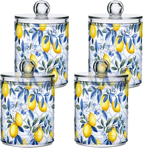 Miniatura 7 de CHIFIGNO Juego de 2 tarros de plástico transparente de flores hippie retro naranjas, recipientes de baño para boticario de plástico transparente