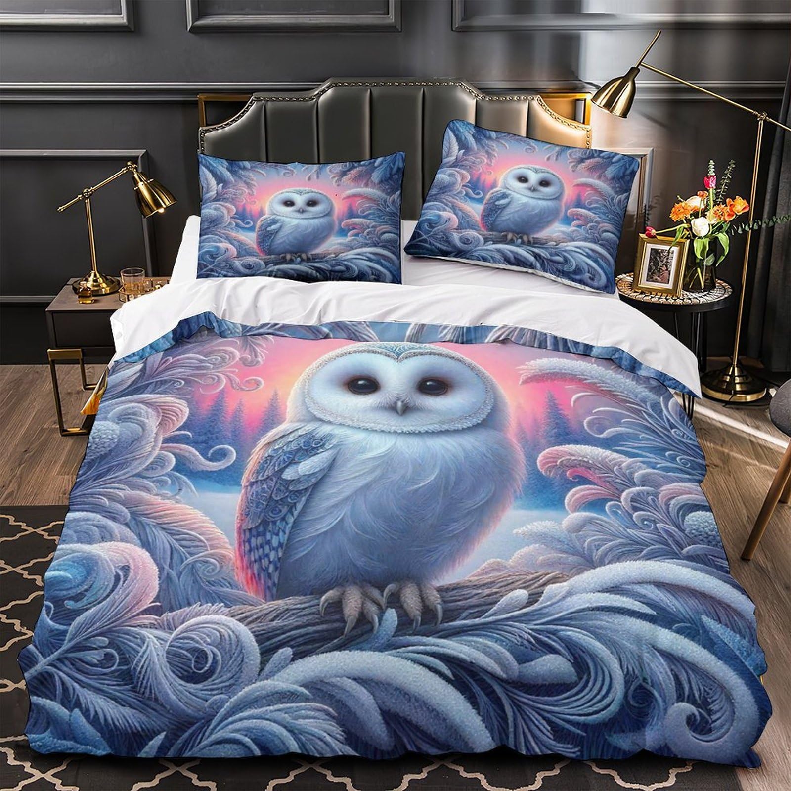 Housse de couette imprimée en 3D microfibre douce fermeture éclair cachée 140x200
