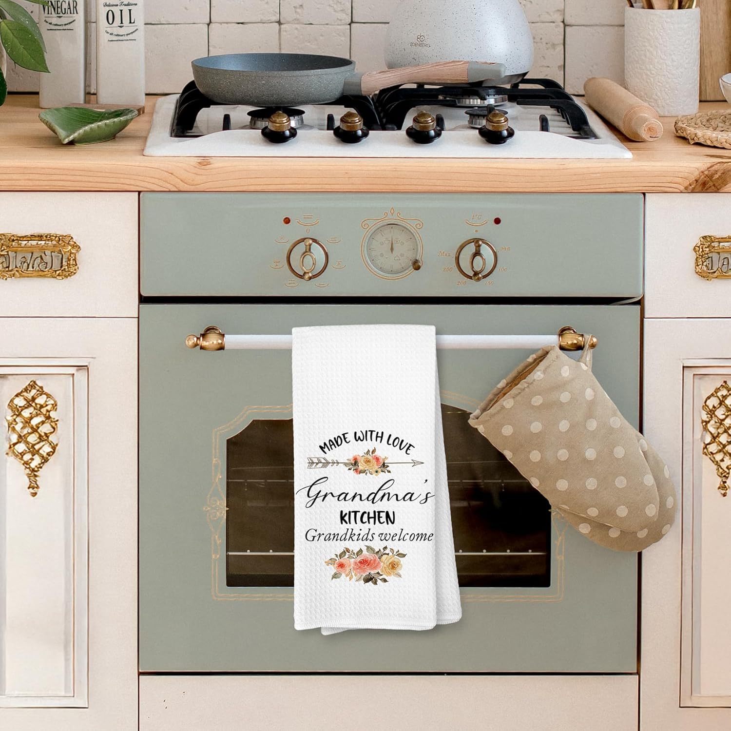 Voatok Floral Grandma Kitchen Towels, Grandma Gifts for Christmas Birthday from Grandkids Hand Towels, Best Grandmother Gifts from Granddaughters Grandsons Dish Tea Towels for Kitchen, 16x24 Inches - Image 4