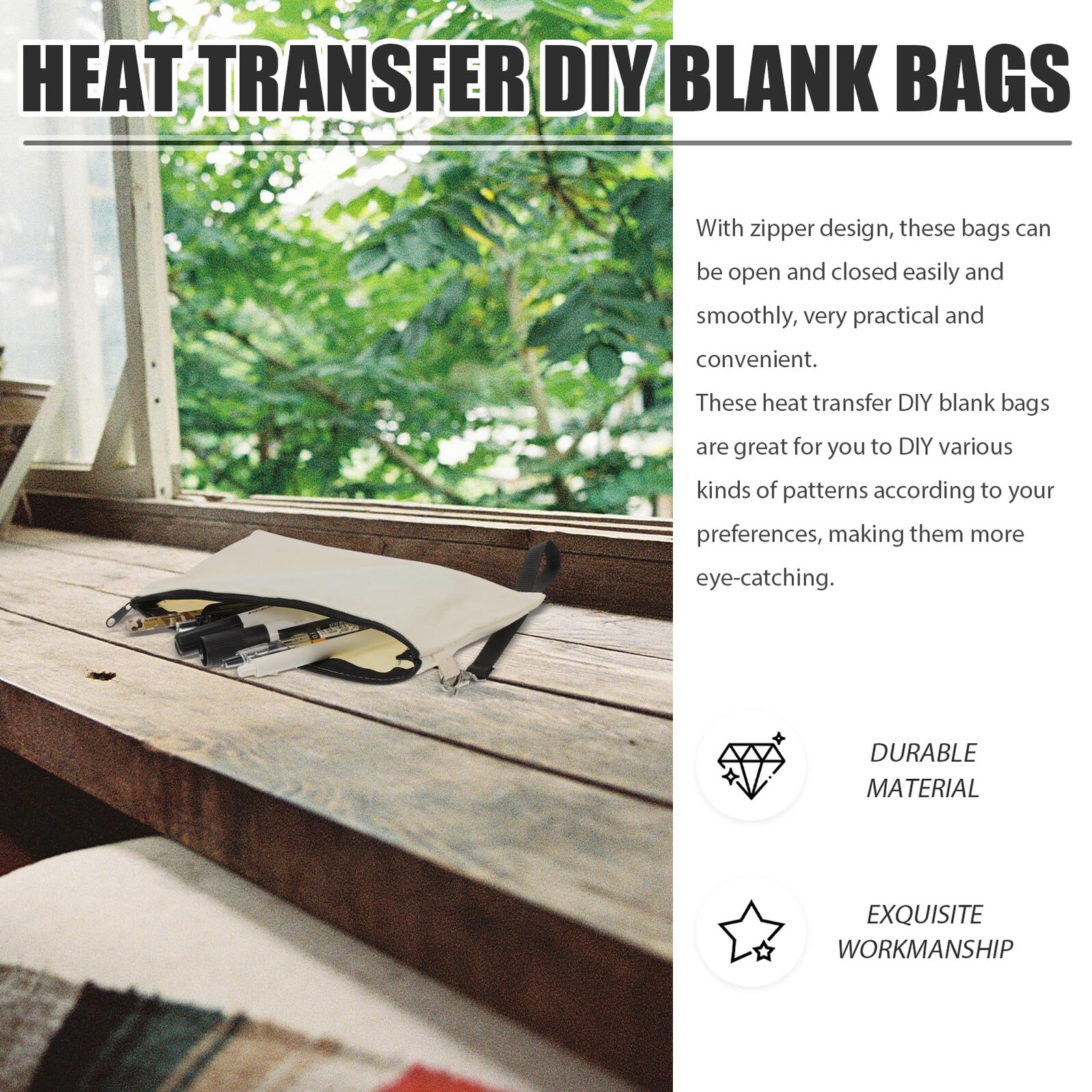 Hohopeti Borsa Per Cosmetici Da Viaggio Cerniera 10 Pezzi Astuccio Per Trucchi a Sublimazione in Tela Piccola Portatile Per Accessori Toeletta e Matite