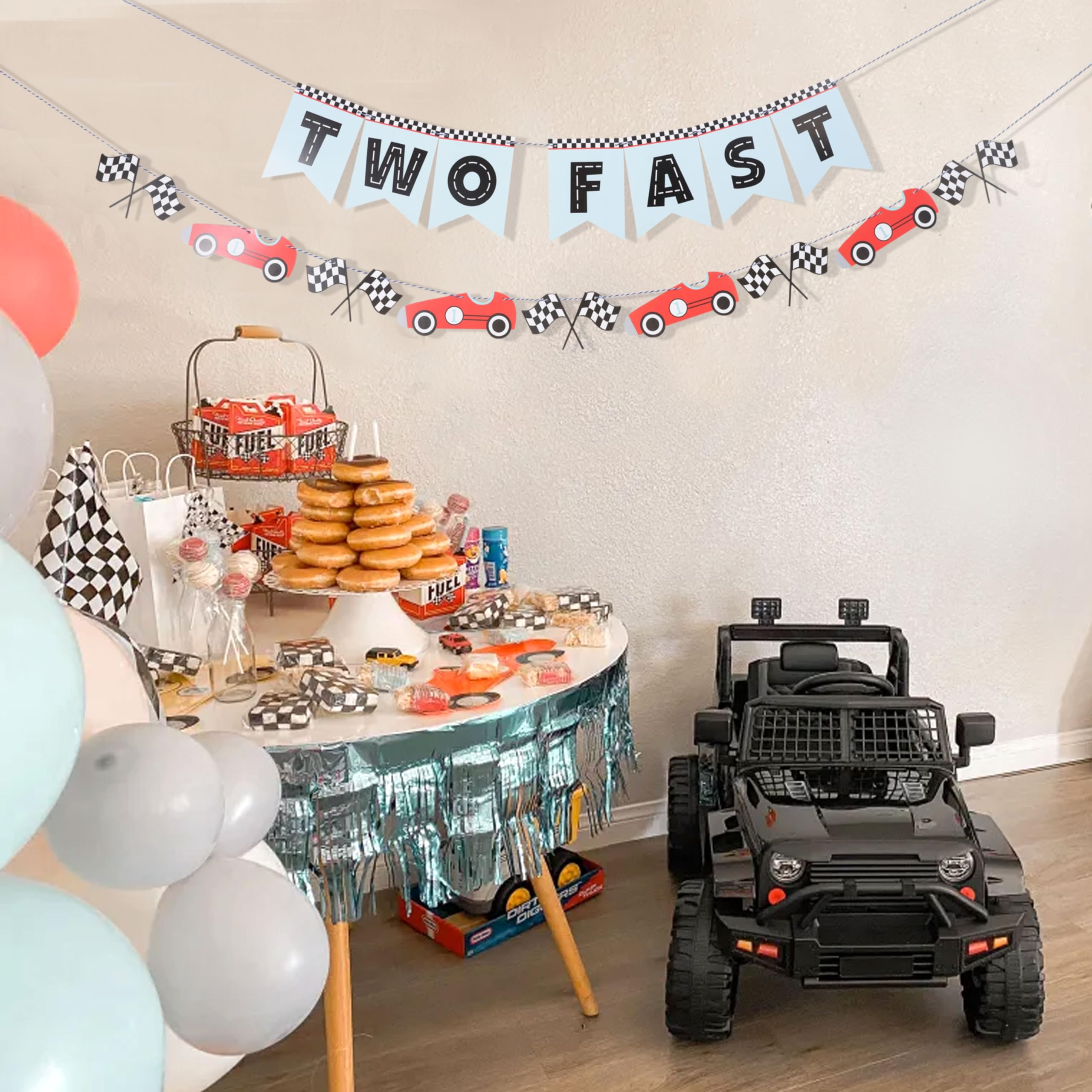 Faixa Two Fast 2 Curious - Decoração De Aniversário De 2 Anos Com Tema De Carro De Corrida