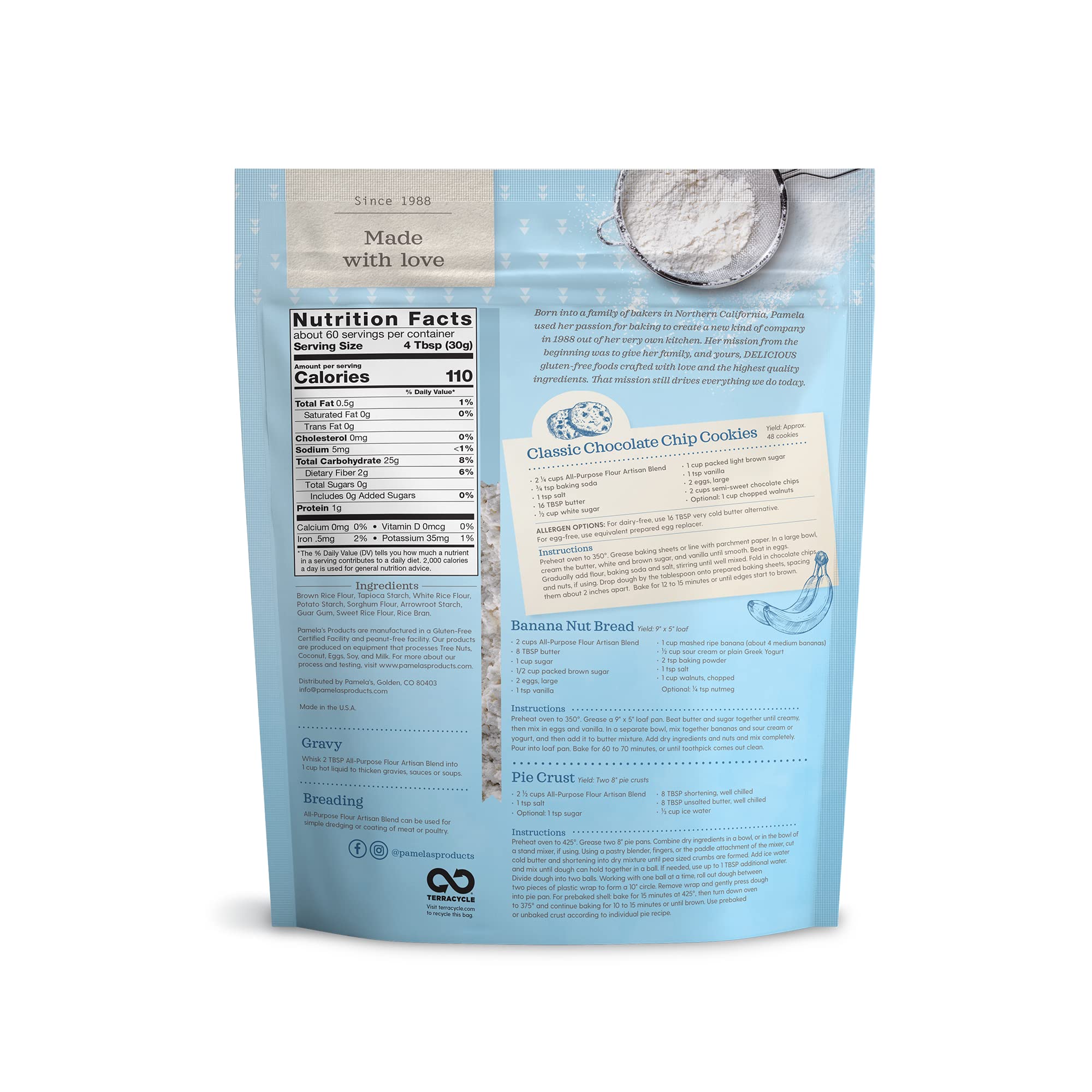 Pamela's Products Glutenfreie Handwerkermehlmischung, 1,8 kg, 3 Stück