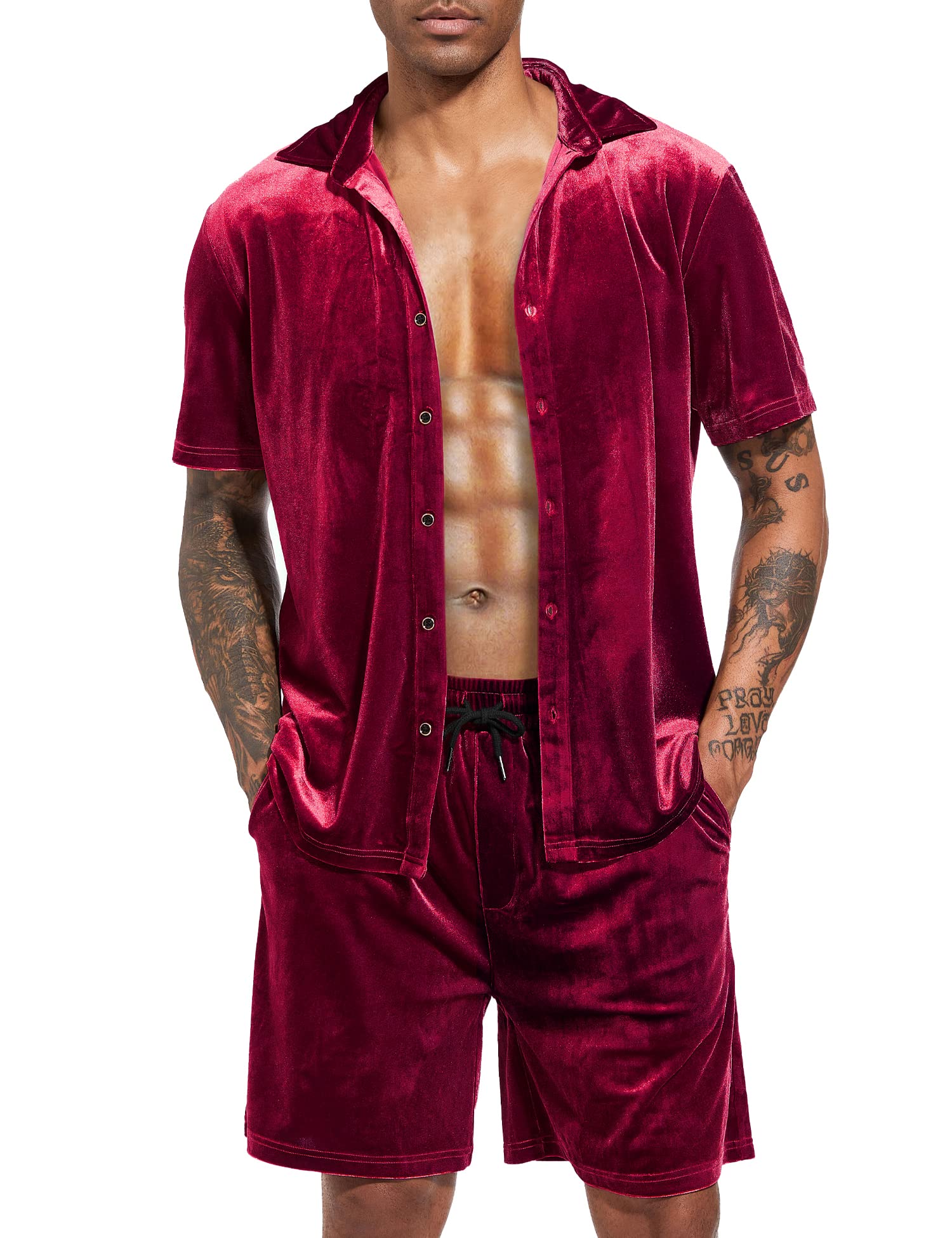 Pajamas Outfit Velvet Pyjamas Mens Lecgee Men Summer Casual Short