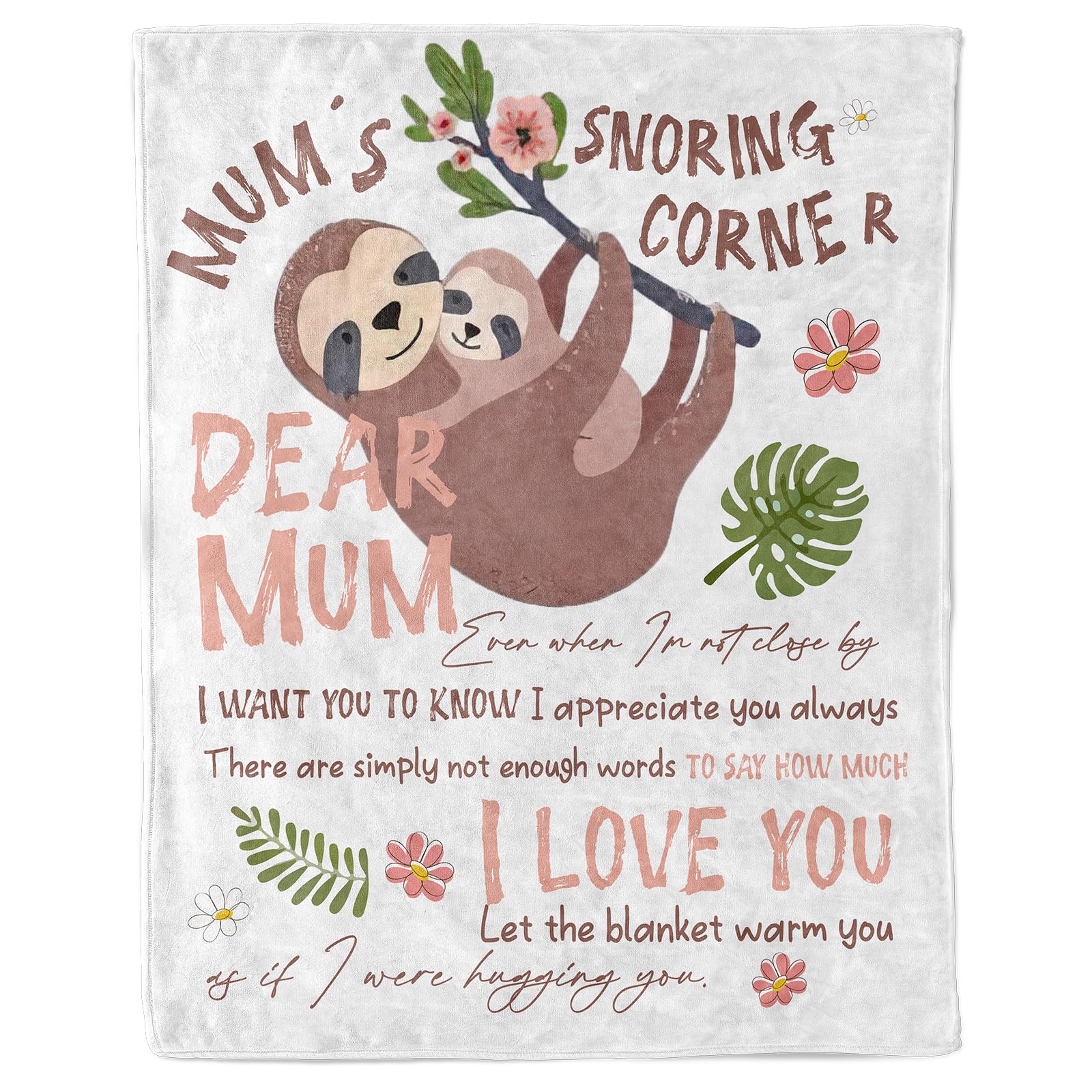 KAAYEE Gifts for Mum, Sloth Blanket and Throws Mum Birthday Gifts for Mother from Daughter Son, Presents for Mummy on Valentines Christmas Mothers Day from Child, 130 * 150 cm