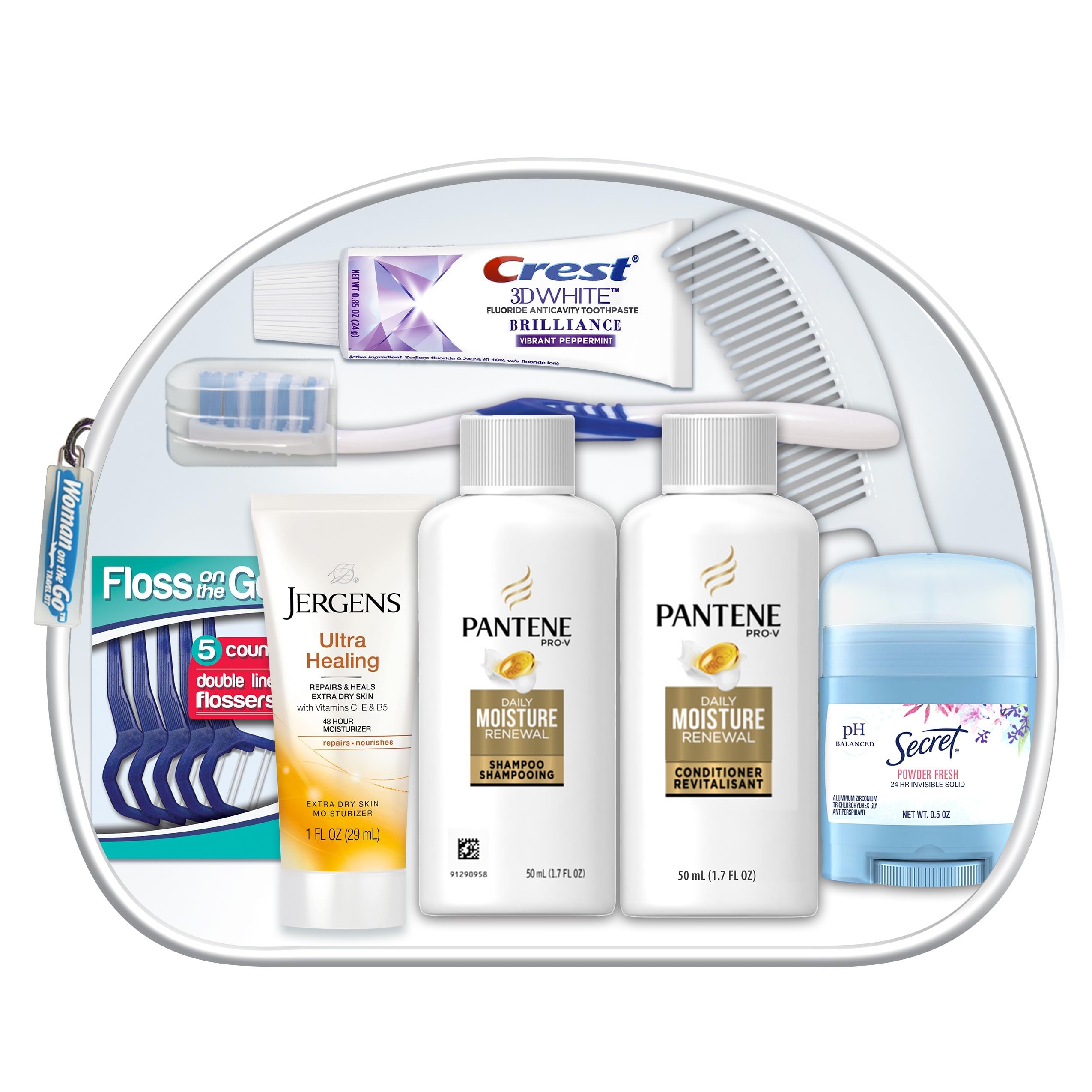 Convenience Kits International Women's Deluxe 10 Piece Kit with Travel Size TSA Compliant Essentials Featuring: Pantene Hair Products in Reusable Toiletry Zippered Bag