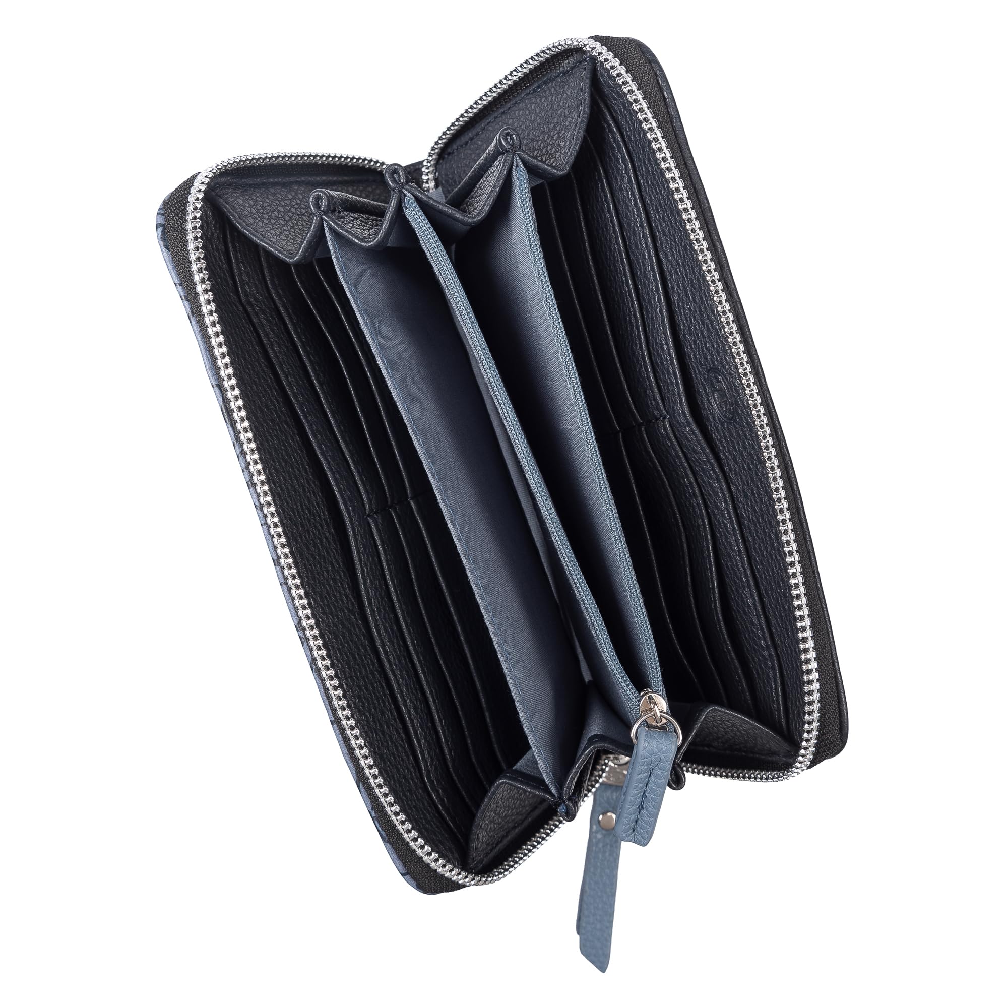 TOM TAILOR Ellen Damen Geldbörse Portemonnaie Zip Groß Floral Blau