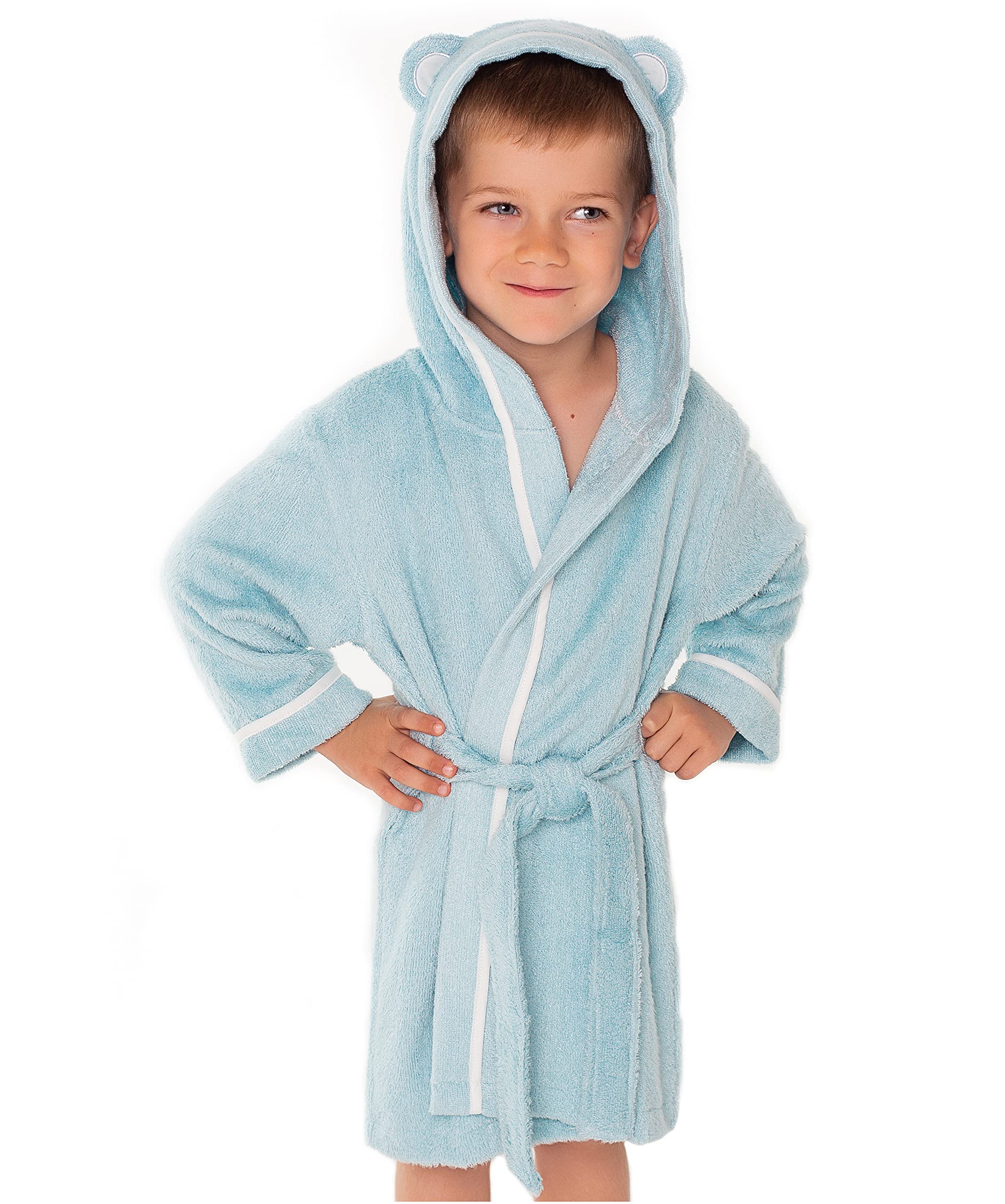 Premium Soft Toddler Bathrobe - Rayon from Bamboo Toddler Robe with Hood - Kids Boys Girls Robe