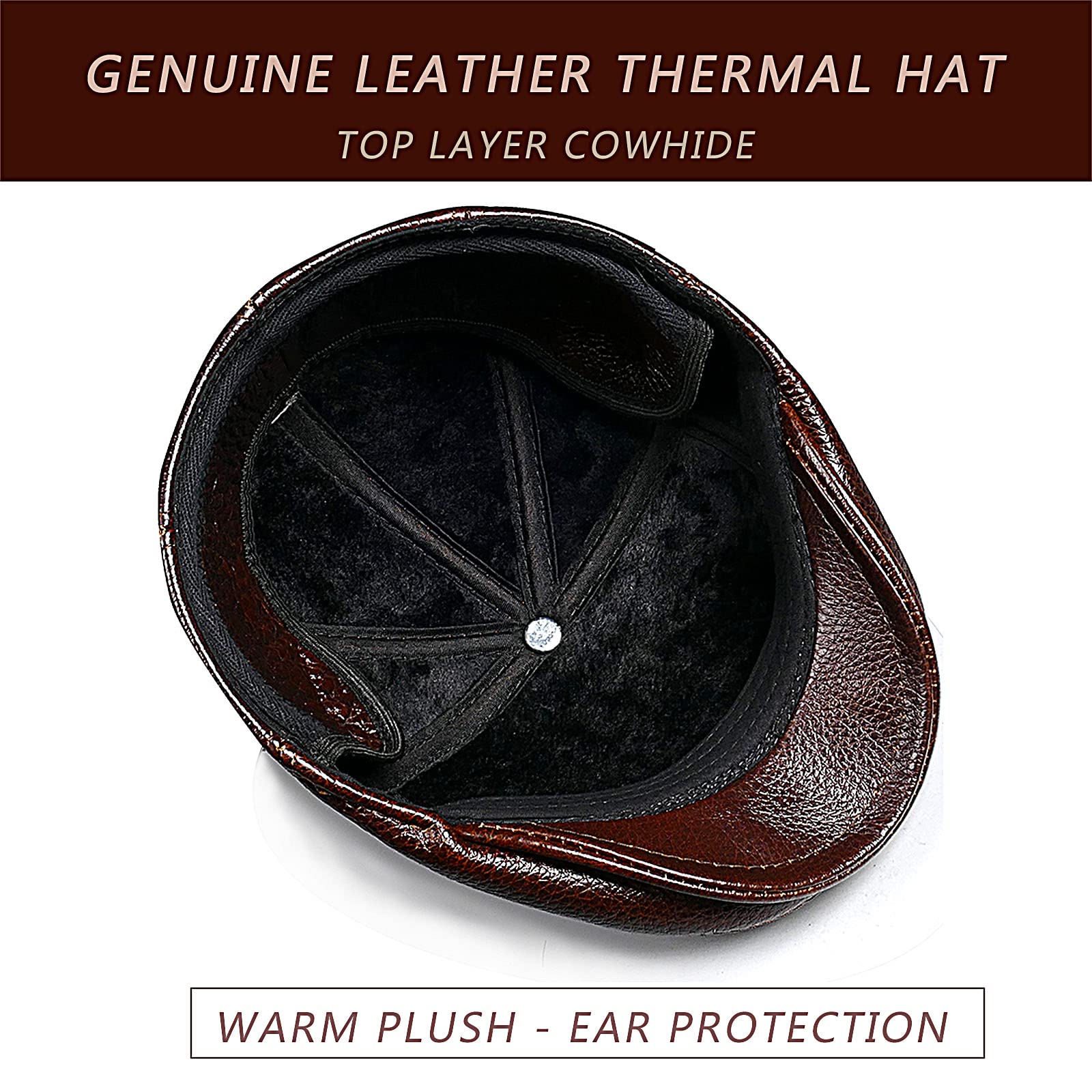 Cappello Piatto Uomo In Pelle PU - Stile Gatsby, Regolabile, Tinta Unita, Taglia Unica - Foto 3