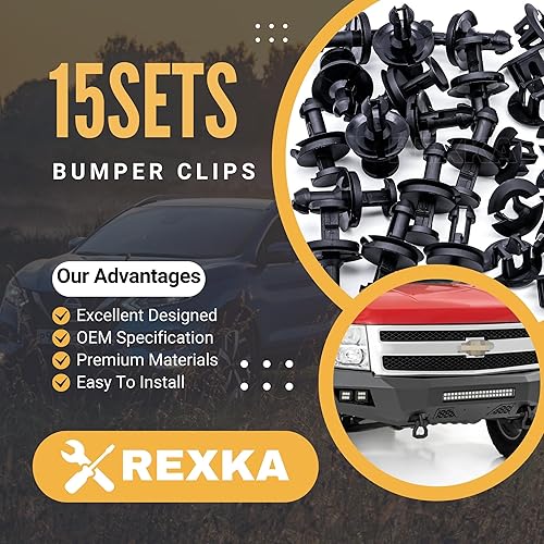 Miniatura 2 de Rexka 15 juegos de clips de parachoques Silverado delantero Air Dam Deflector Retenedor Clips Tuerca Ojal 15733971 15733970 Compatible con Chevy