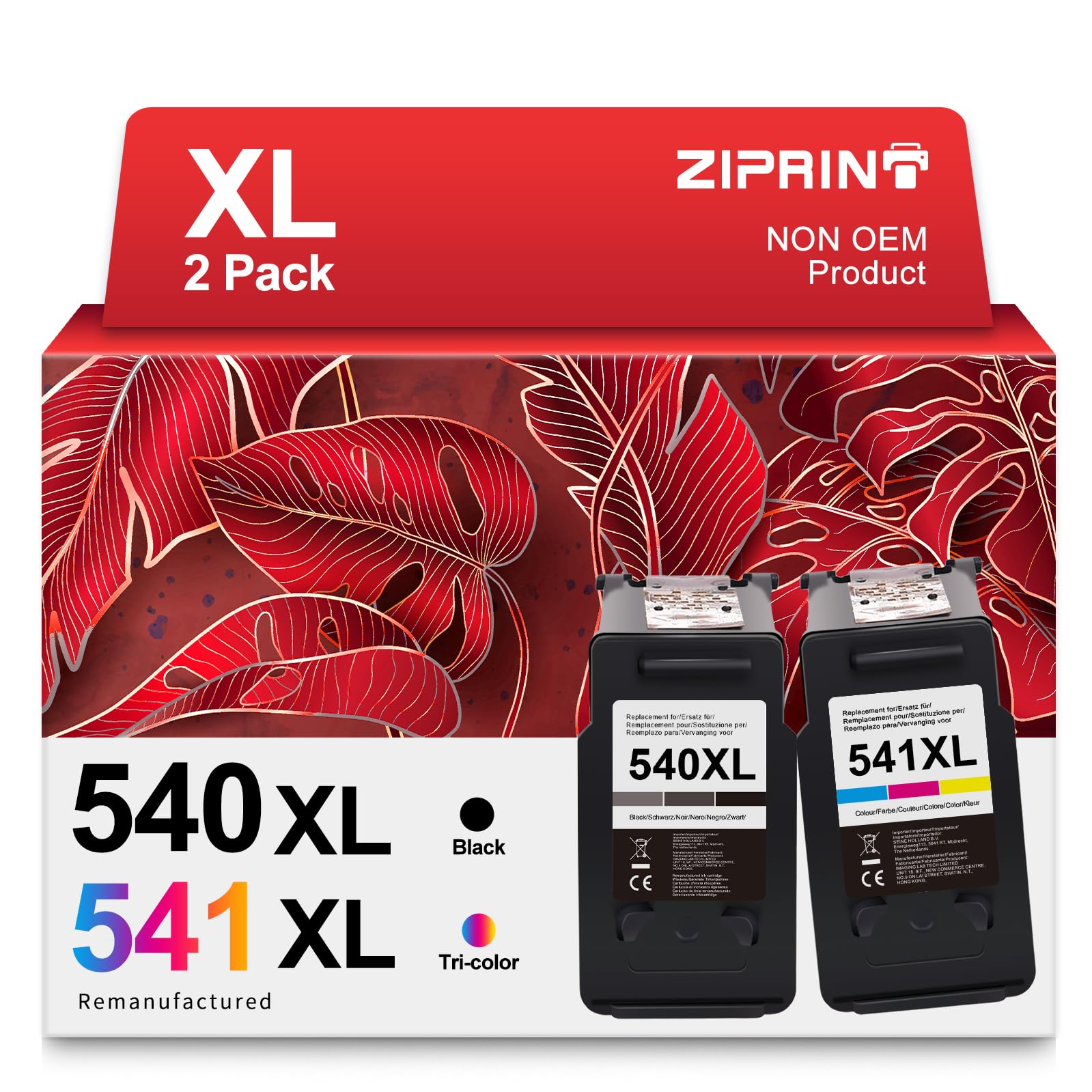 ZIPRINT PG-540XL CL-541XL Sostituzione per Cartucce Canon 540 541 xl compatibili con Canon Pixma TS5150 MG3650 MG4250 MG3150 MG3250 MG3550 MG4150 MG4250 MX375 TS5151(1 Nero/ 1 Tricolore,2-pack)
