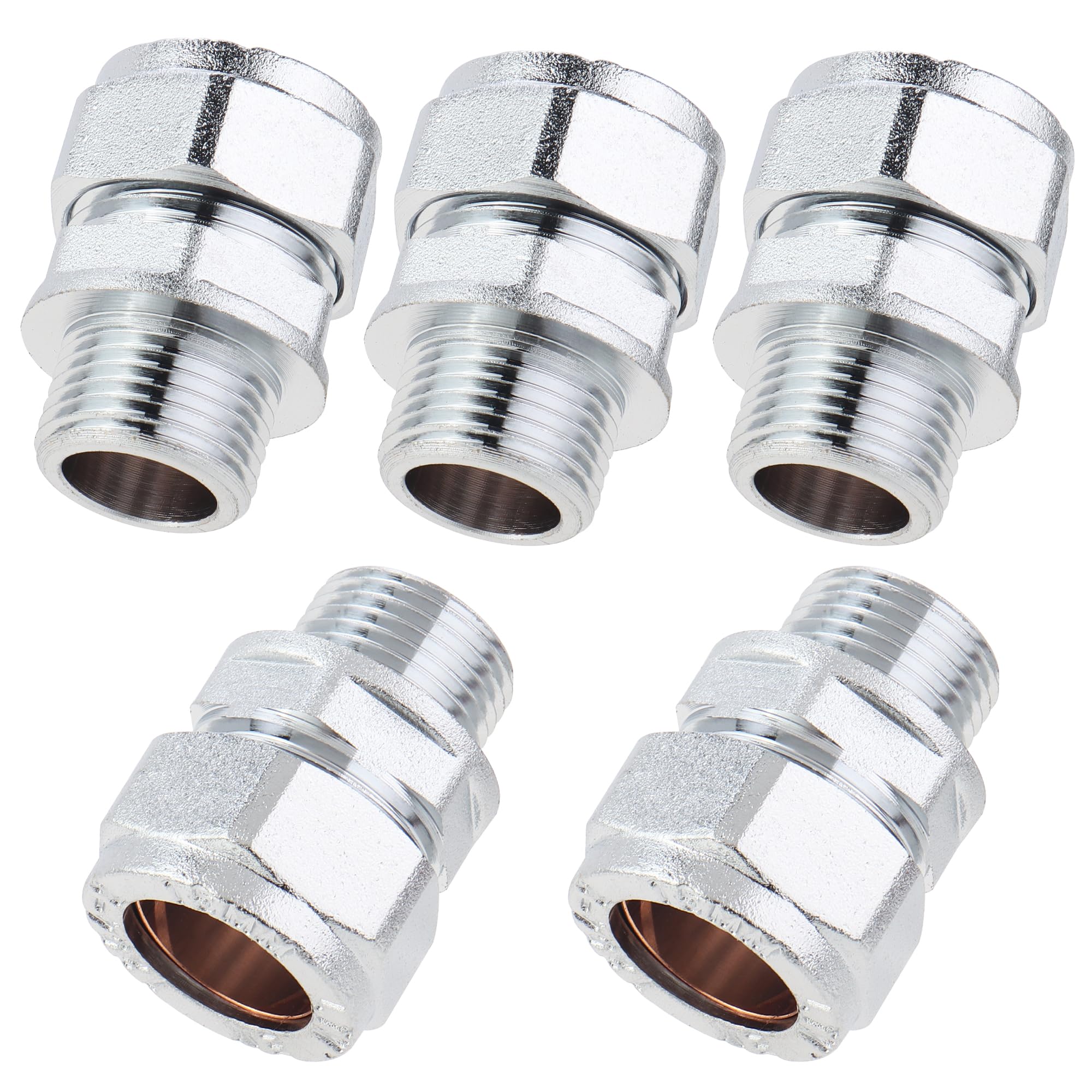 LTWFITTING Chrome Plated Brass 15mm OD x 3/8-Inch Male BSPT Compression Connector Fitting(Pack of 5)