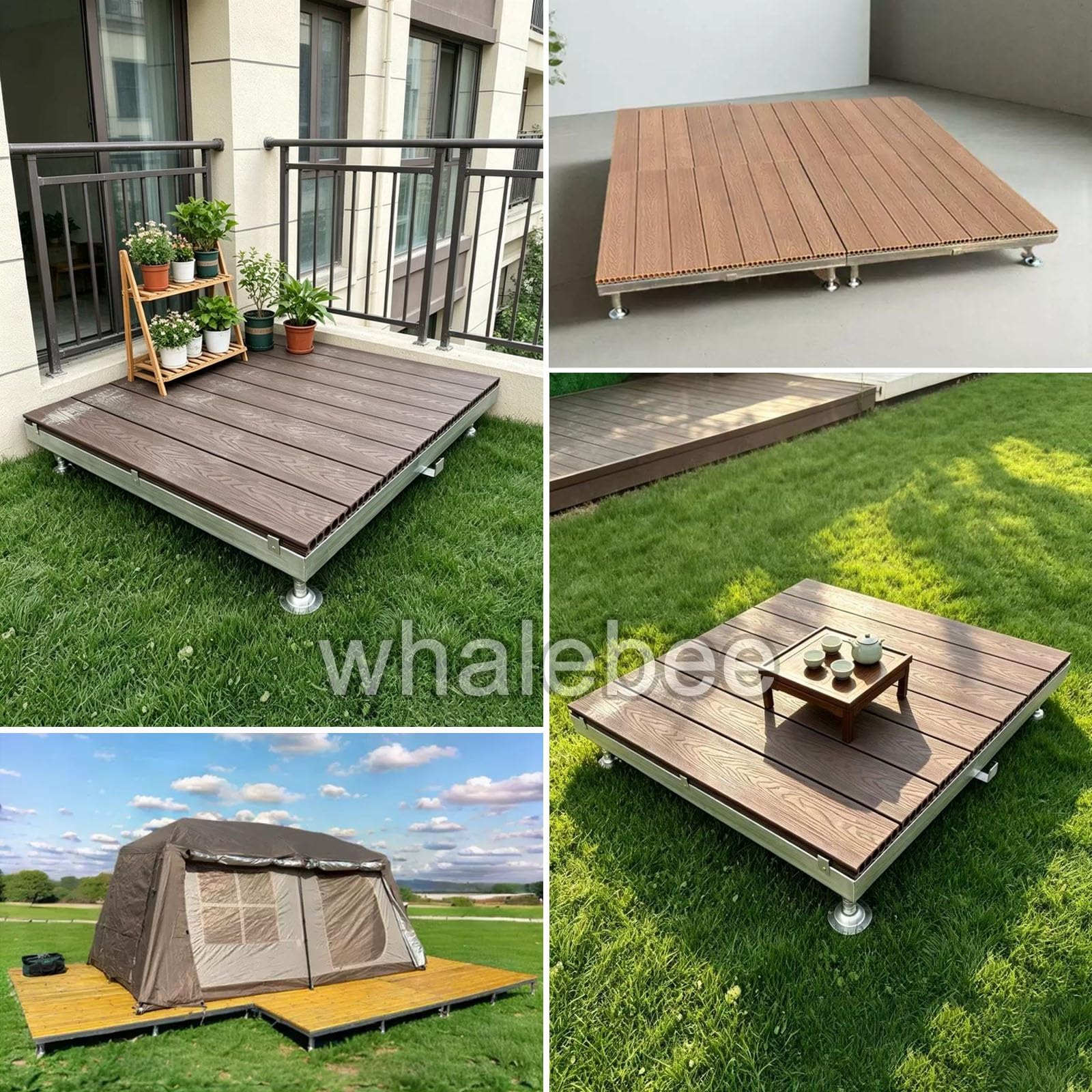 Dalles De Jardin Hauteur Réglable 84×84cm Caillebotis(Natural,84x84x50cm)