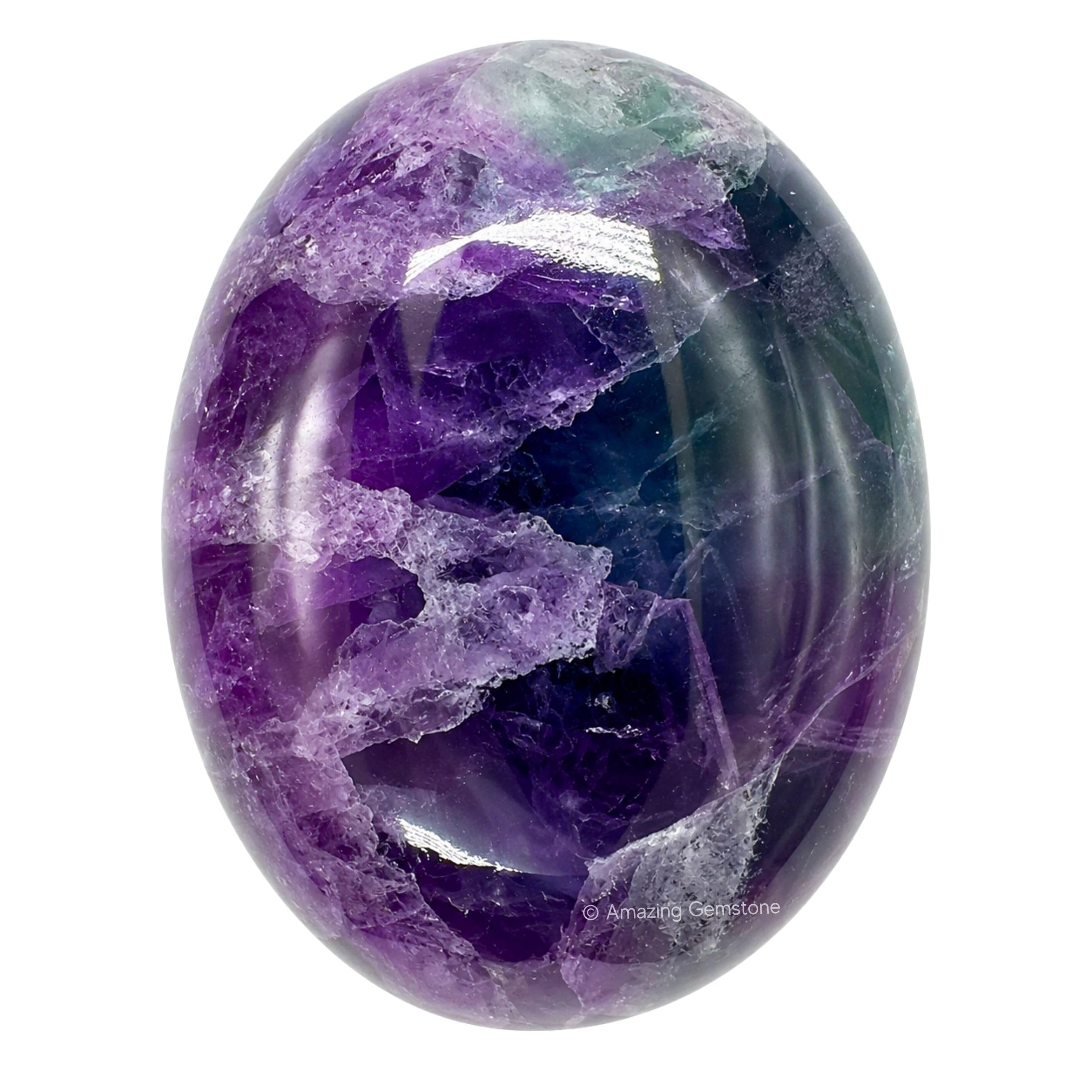 Purple Fluorite Crystal Palm Stone, 45-50mm Large Healing Crystal