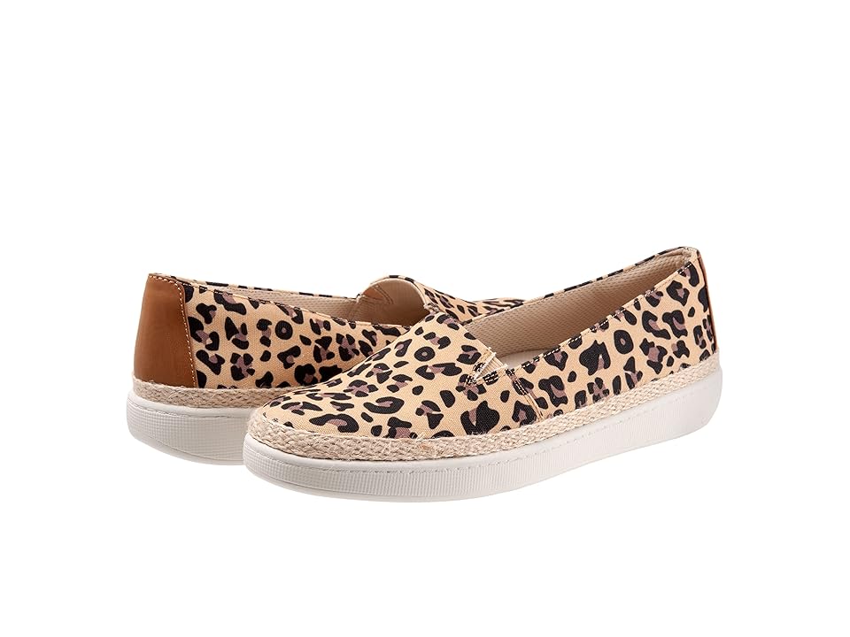 Trotters Accent (Tan Cheetah) Women's Slip on Shoes INTERNATIONAL SHIPPING