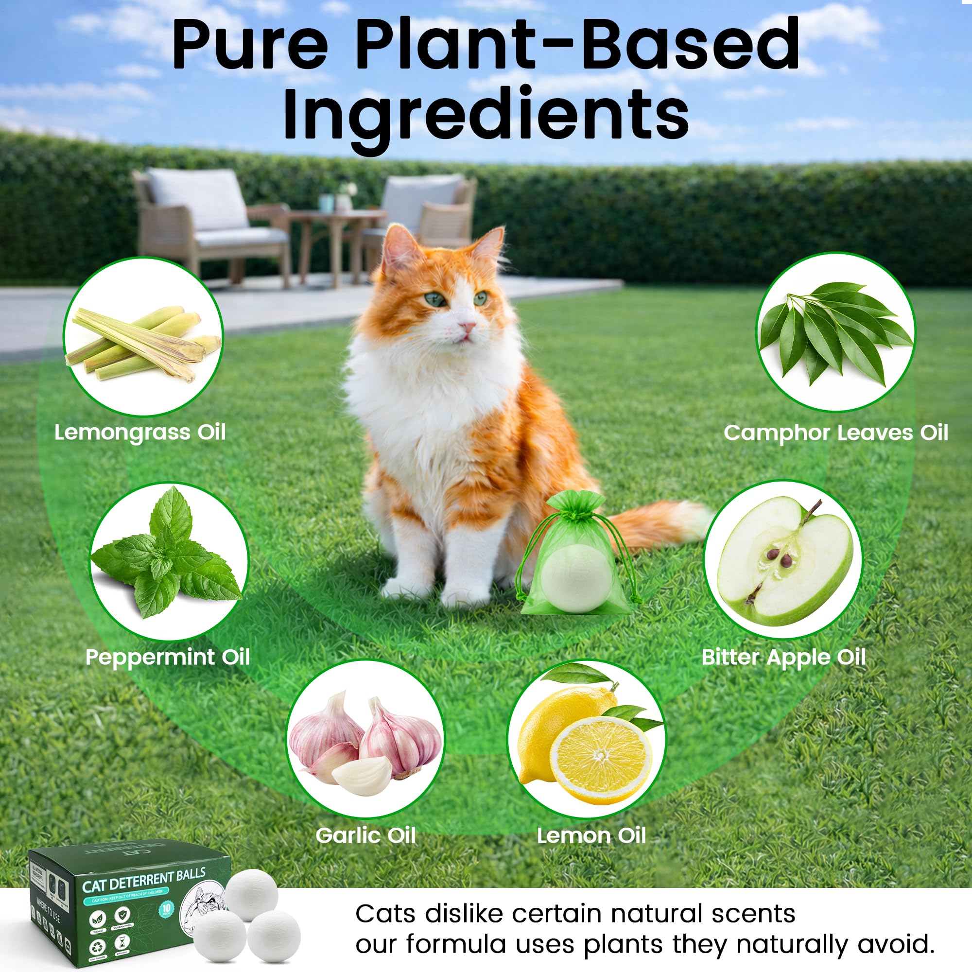 Lot de 10 balles répulsives naturelles pour chat pour intérieur et extérieur – Sans danger pour les animaux de compagnie, non toxique, éloigne les chats de la cour, du jardin, des meubles et plus