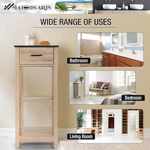 Miniatura 5 de MAISON ARTS Juegos de gabinetes de almacenamiento, incluye botiquín con puertas de espejo y estante de baño independiente con cajón para sala de