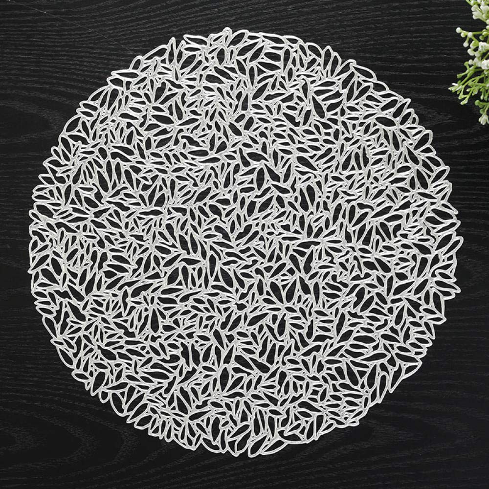Lklnkvl 4 White Placemats, Mat Bowl Coaster Household Dish Table Placemat Waterproof Oil-_37 * 37Cm(4 White)