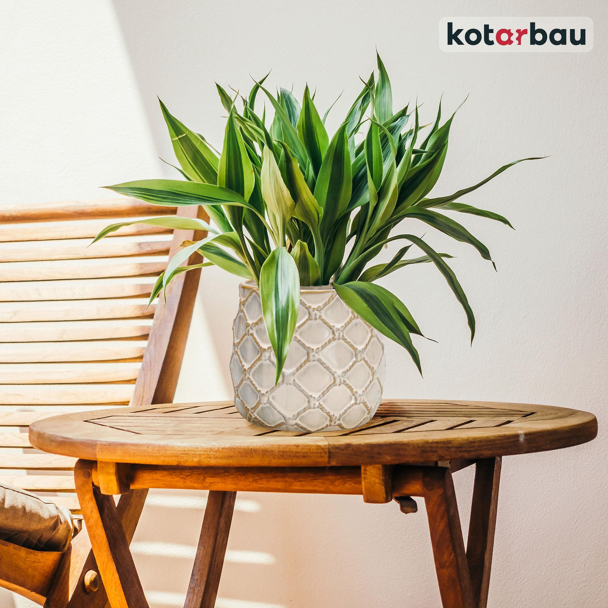 KOTARBAU® 2er Set Keramik-Blumentopf ⌀ 125 mm Übertopf Hell mit Ananas-Motiv