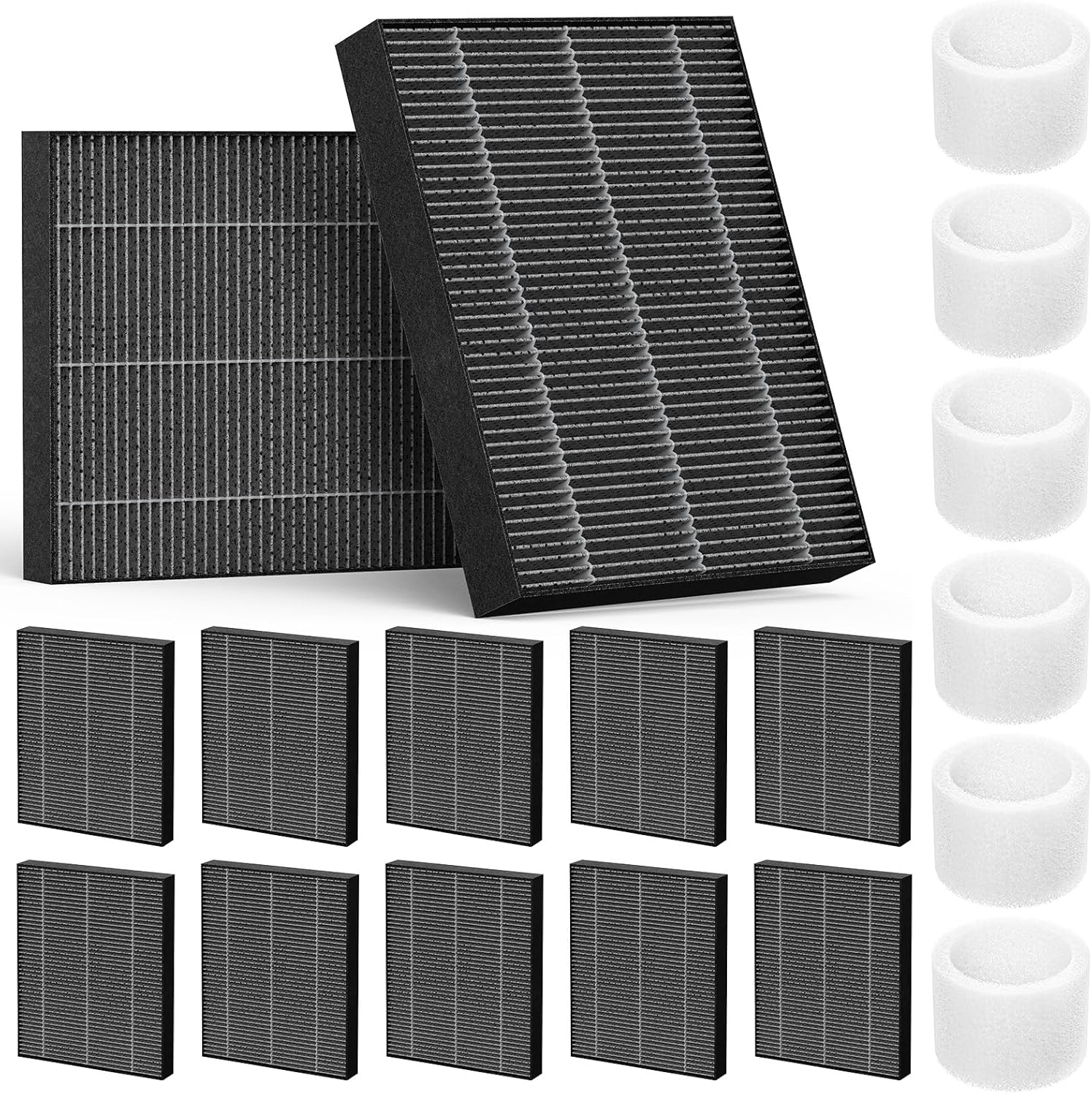 6000S Filter Replacement Compatible with LEVOIT Superior 6000S Smart Evaporative Humidifier, 12 Pack Wick Filters+ 6 Pack Top Fill Filters, Gray