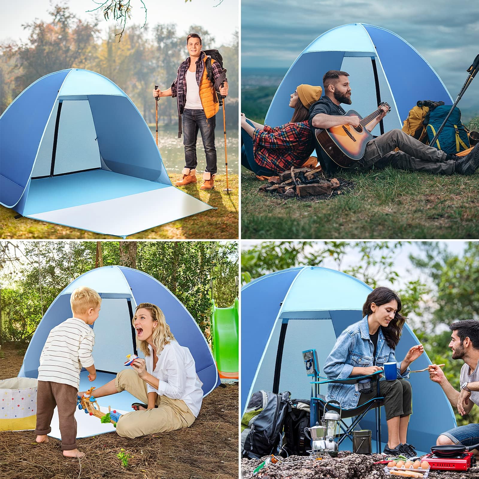 Tenda da Spiaggia Pop-up Portatile UV 50+ per 1-2 Persone, Tenda Mare Spiaggia Portatile Leggera e Compatta per Mare, Giardino, Viaggi Verde