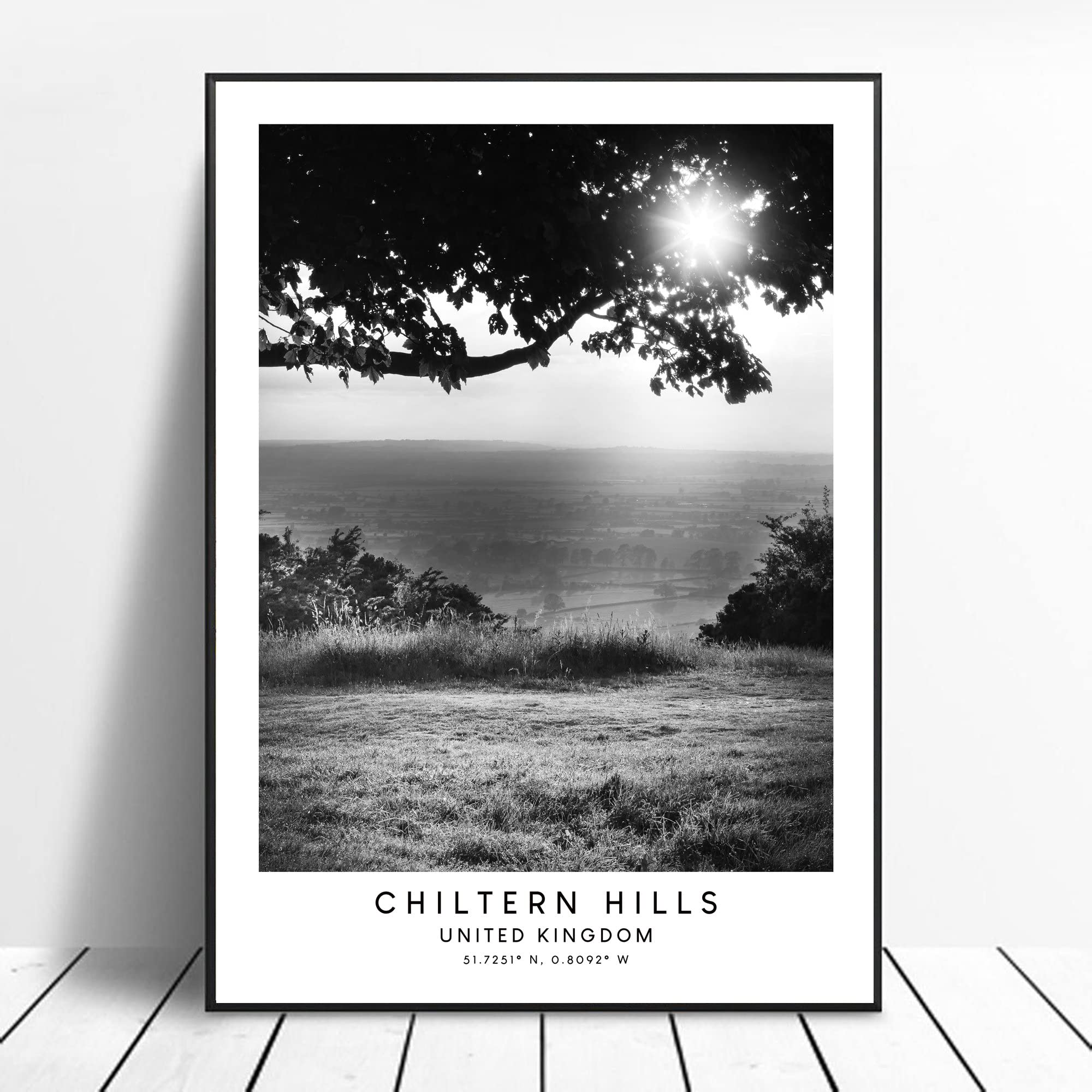 Chiltern Hills Print Black and White Chiltern Hills Poster Minimalist Chiltern Hills Wall Art Chiltern Hills Wall Print Chiltern Hills Art