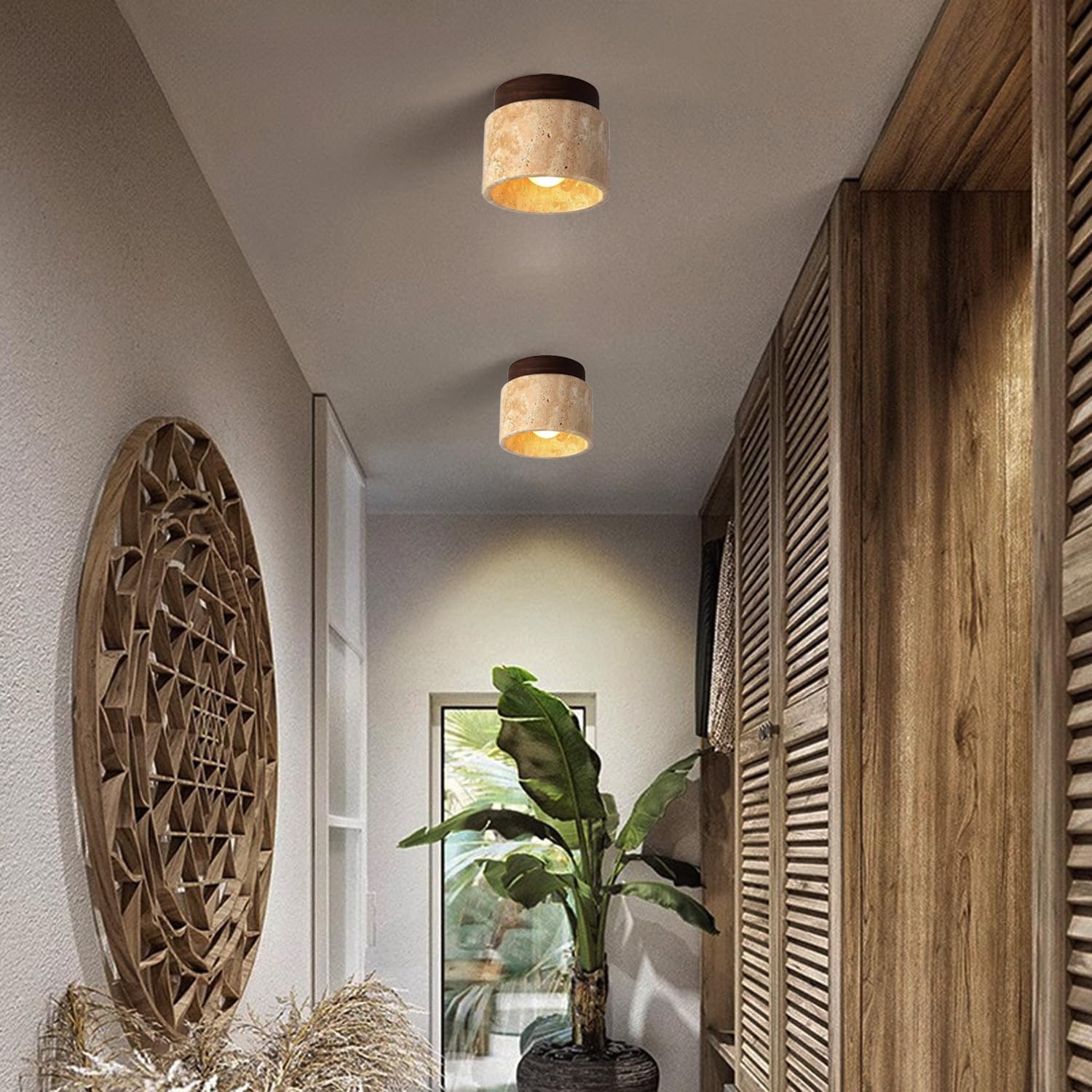 WOSBO Wabi Sabi Ceiling Lights, 4.7 Inch Japanese Yellow