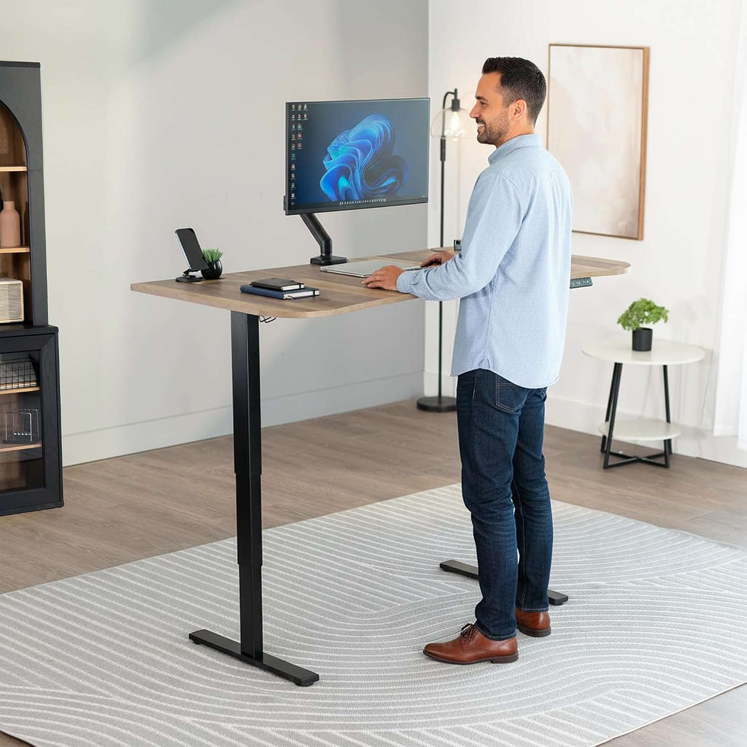 VIVO Reclaimed Wood 63 x 32 in Standing Desk, DESK-KIT-2EBP image 2