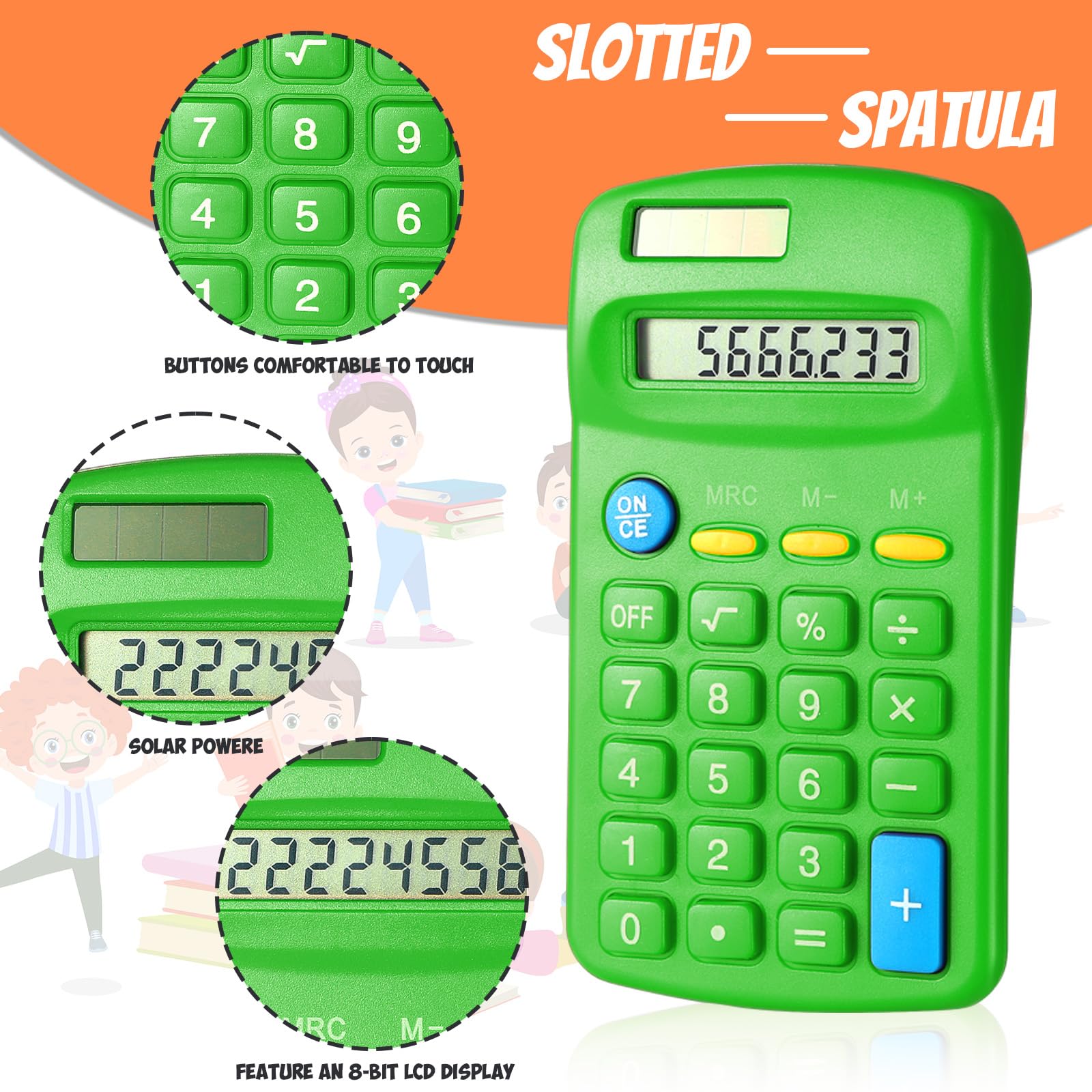 Copkim 24 calcolatrici di base per studenti, piccole calcolatrici tascabili, mini calcolatrici a doppia alimentazione, display a 8 cifre, calcolatrici da tavolo per scuola e casa (verde)