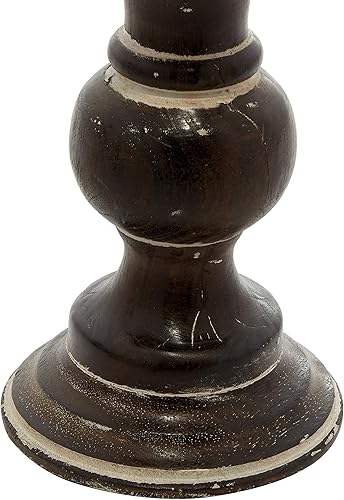 Miniatura 4 de Deco 79 Portavelas de madera maciza, juego de 3 6", 8", 10"H, marrón oscuro