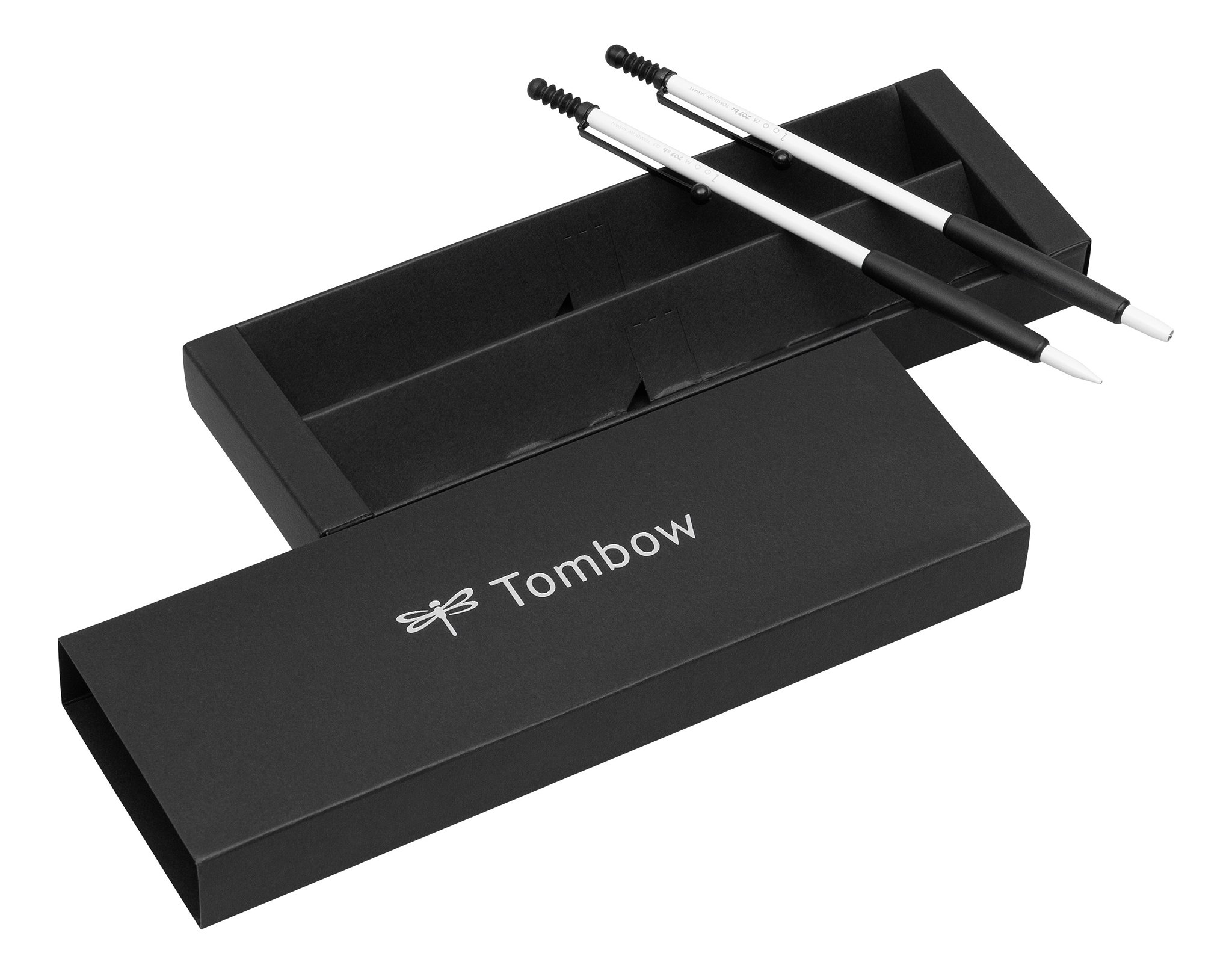 Tombow PLZ-211-3 - Penna a sfera e portamine "Zoom 707", colore: Bianco/Nero, 2 Pezzi
