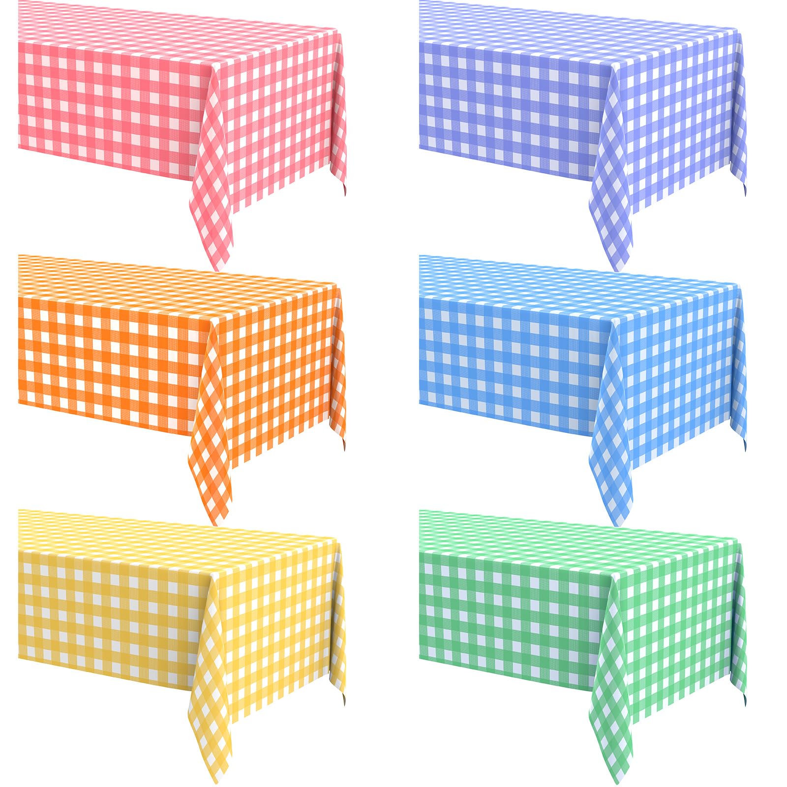 Remagr 6 Pcs Halloween Checkered Table Cloths Disposable, 54 x 108 Inch Buffalo Plaid Plastic Table Cloth Waterproof Rectangle Gingham Tablecover for