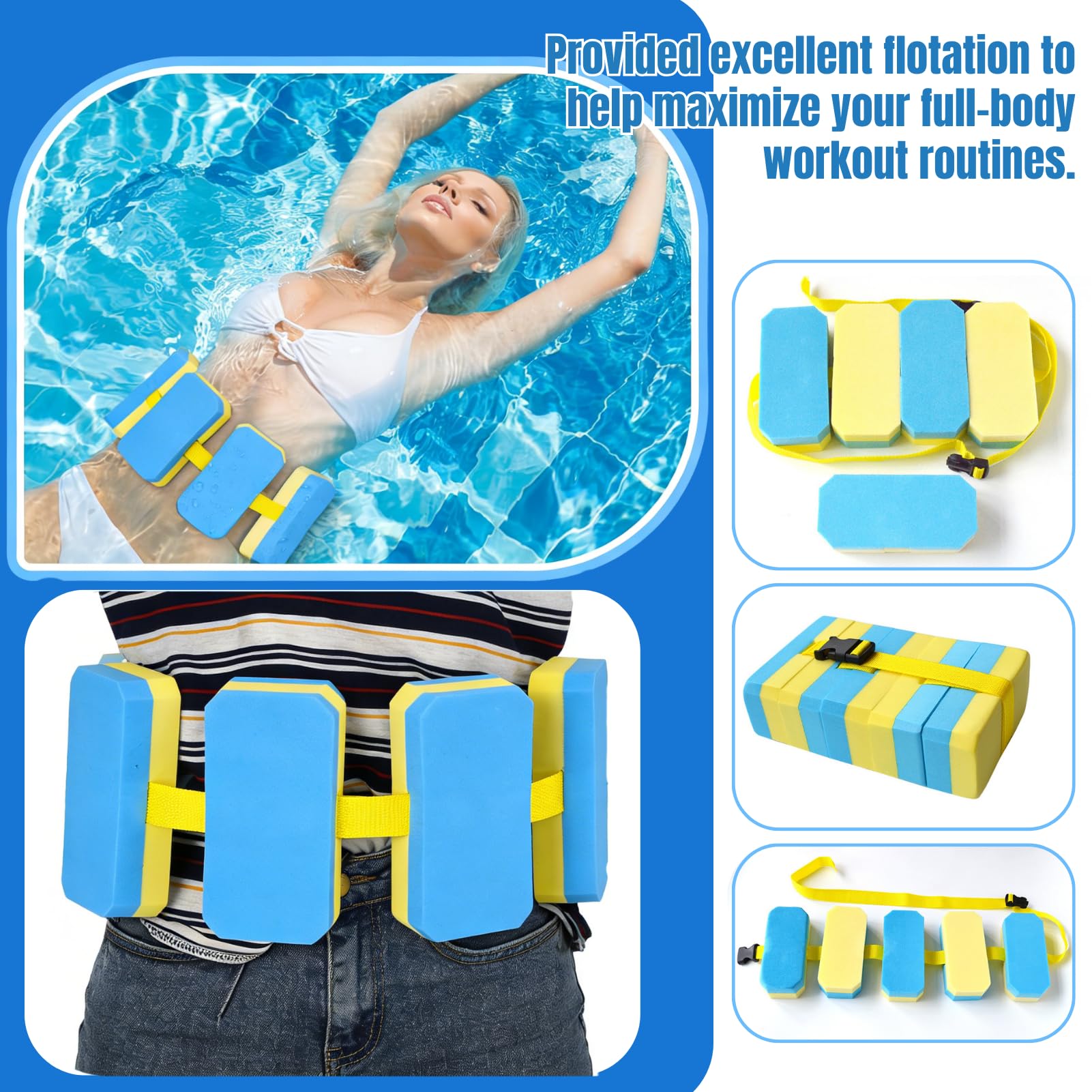 Schwimmgürtel, Verstellbare Schwimmhilfe mit 5 Blockelementen & Sicherheitsverschluss, Schwimmtrainer geeignet für 14-40 kg, Schwimmgurt für Anfänger, Ideal für Pool, See & Urlaub