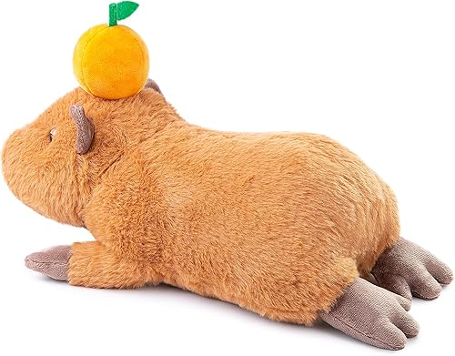 Miniatura 3 de Capybara - Juguete de peluche de roedor Capybara durmiendo de 13 pulgadas, animales salvajes suaves que gatean Capybara únicos, colección de muñecas