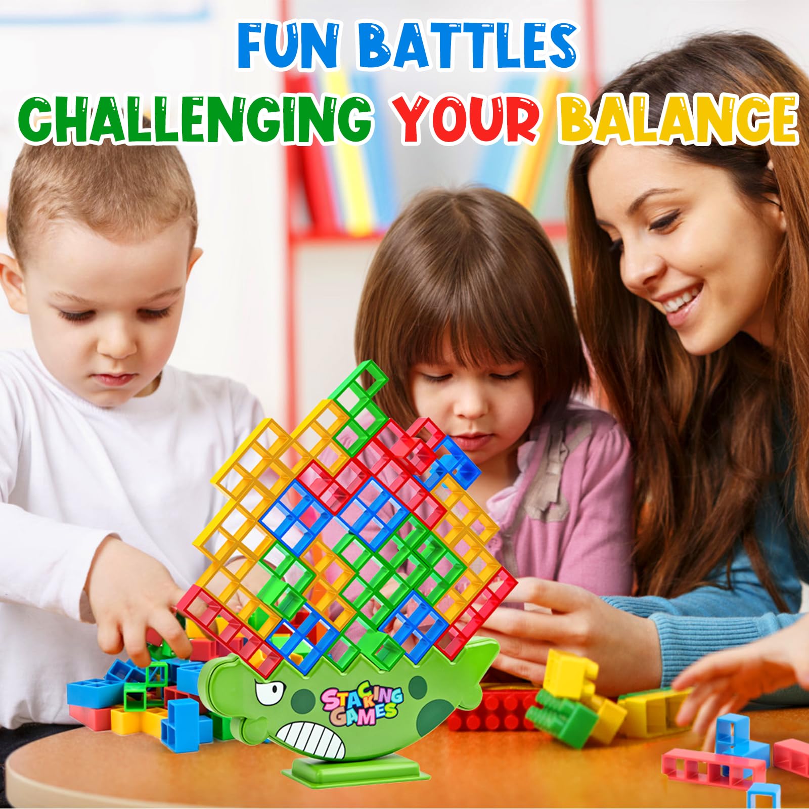 Jeu D'équilibre Tetris Tower 48 Pièces - Blocs Construction Montessori Pour Enfants 3+ Ans