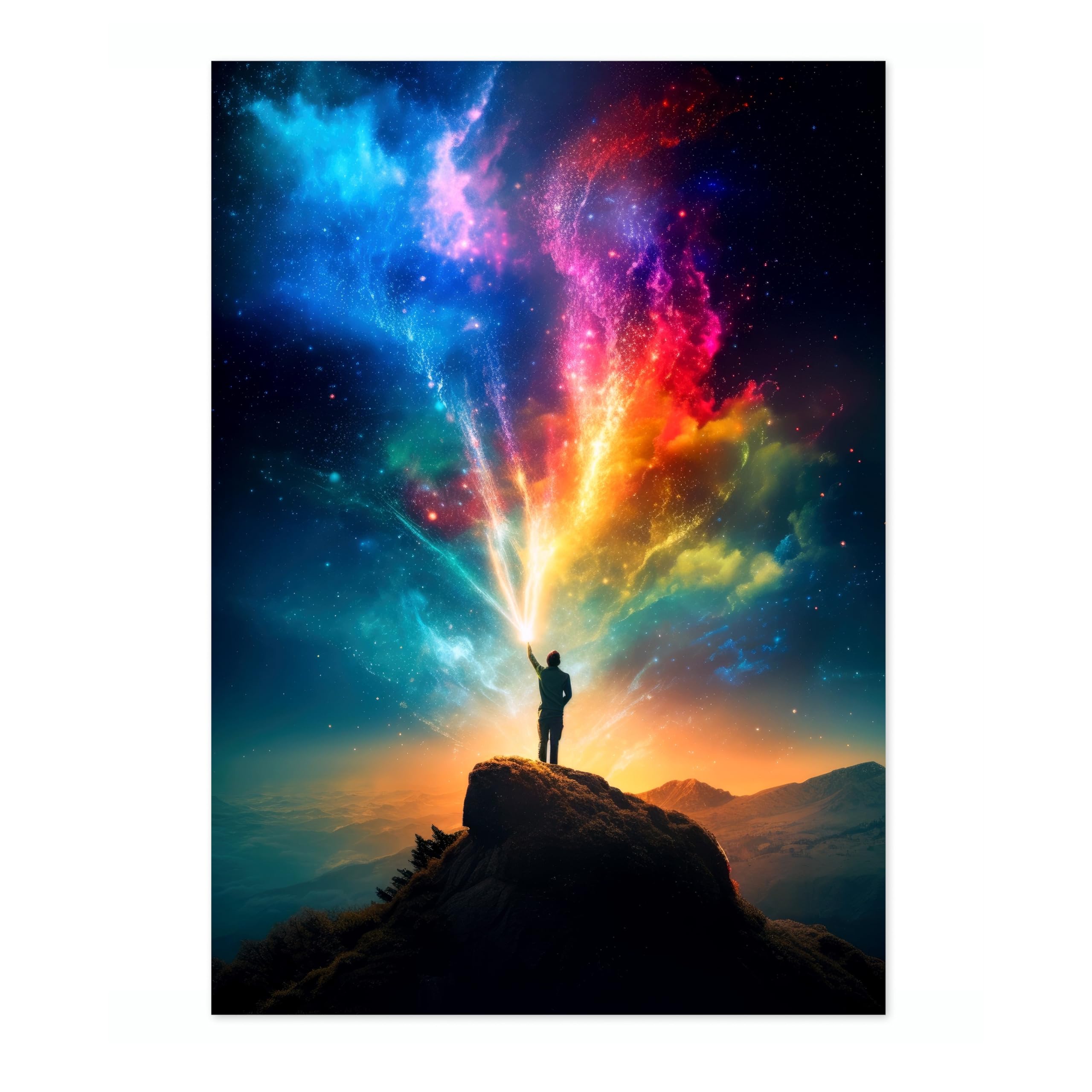 Star Caster Space Poster, Colourful Abstract Astronomy Wall Art Home Decor, Astronaut Planets Print, Archival Matte, A4 (Print Only) - 29.7x21cm — image 1