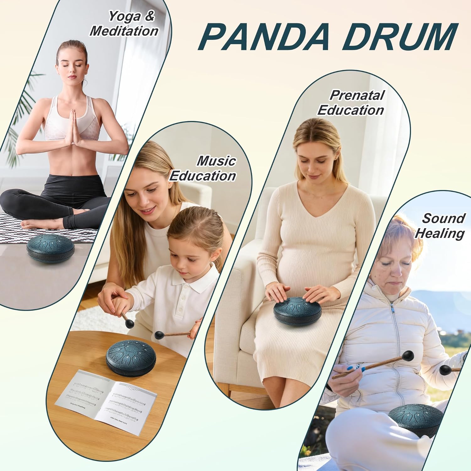 Rain Drum for Outside, 6 Inch 11 Notes D Major Steel Tongue Drum, Steel Drum Percussion Instrument for Yoga, Meditation & Music Education with Music Book, Mallets, Carry Bag & Finger Picks