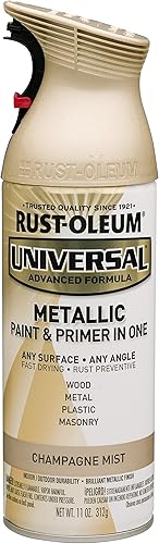 Rust-Oleum 261415 Pintura en aerosol metálica universal, 11 onzas (paquete de 2), niebla champán, 2 piezas