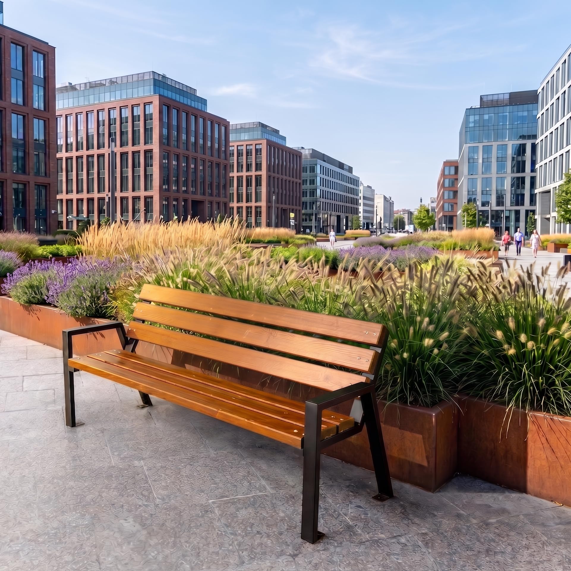 REKORD Gartenbank 178 x 60 x 76 cm Robuste Parkbank aus verzinktem Metall und Holz mit Rückenlehne wetterfeste Outdoor Sitzbank Bank für Garten Terrasse Balkon Vorgarten – Zeus Bis - Mahagoni