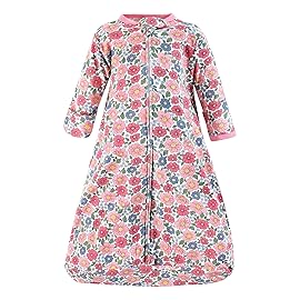 Hudson Baby Unisex Baby Cotton Long-Sleeve Wearable Sleeping Bag, Sack, Blanket, Pink Blue Pretty Floral, 12-18 Months