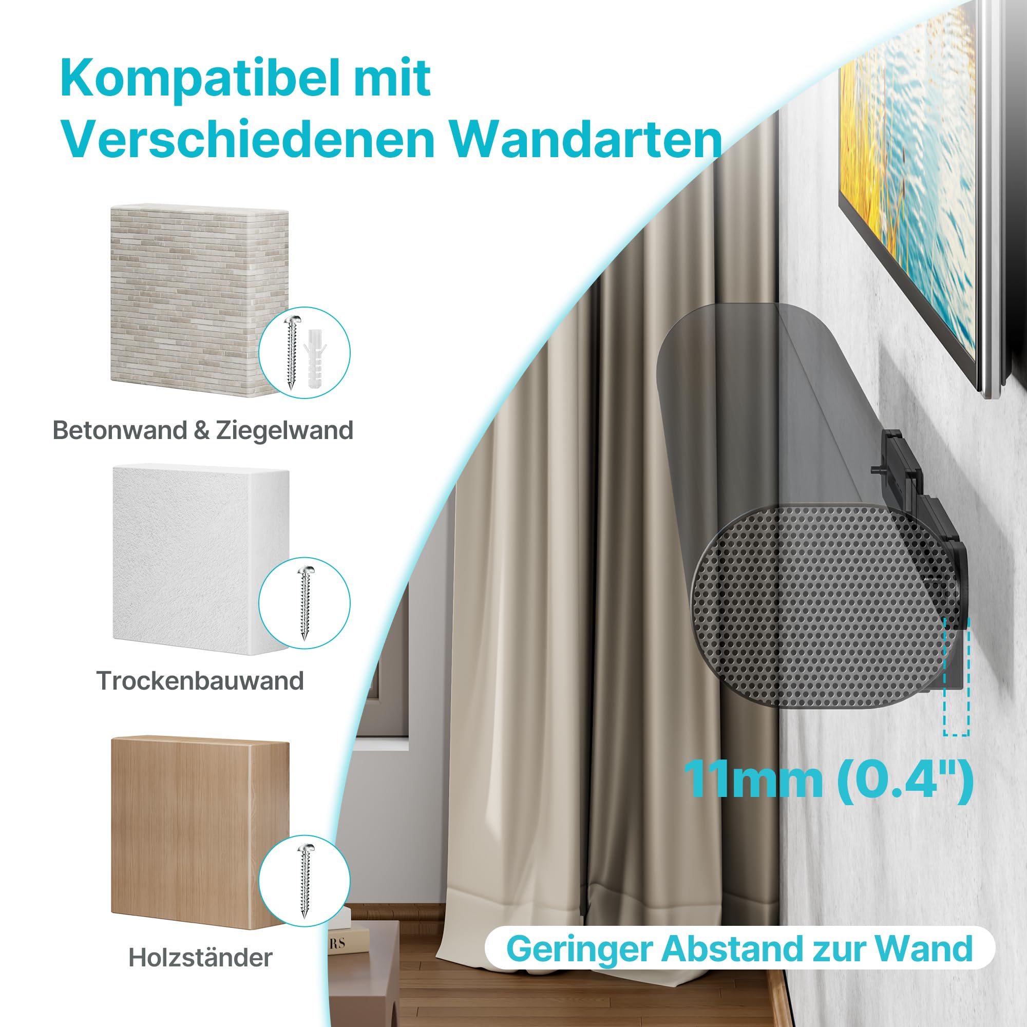PEGZONE Lautsprecher Wandhalterung für Sonos Arc & Arc Ultra, Schwarz | Soundbar Wandhalterung bis 10 kg Tragkraft, stabile Konstruktion